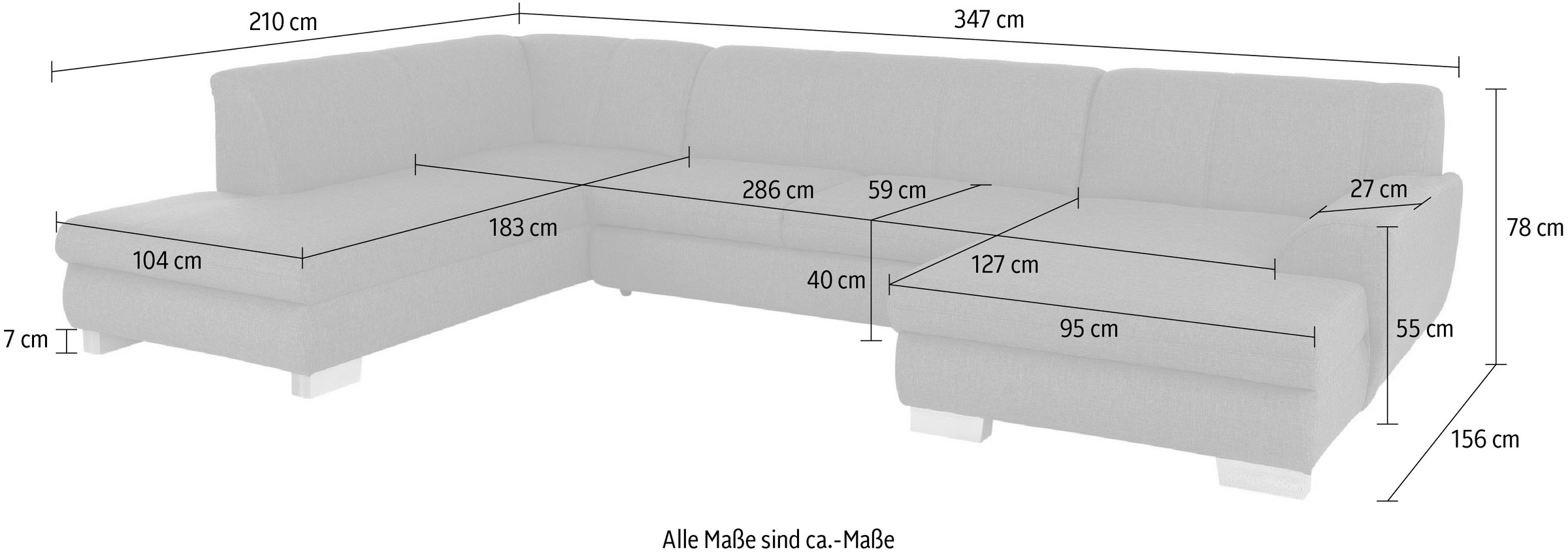 Home affaire Wohnlandschaft »Nika U-Form«, Wohnlandschaft, MELROSE®/Struktur oder Struktur fein