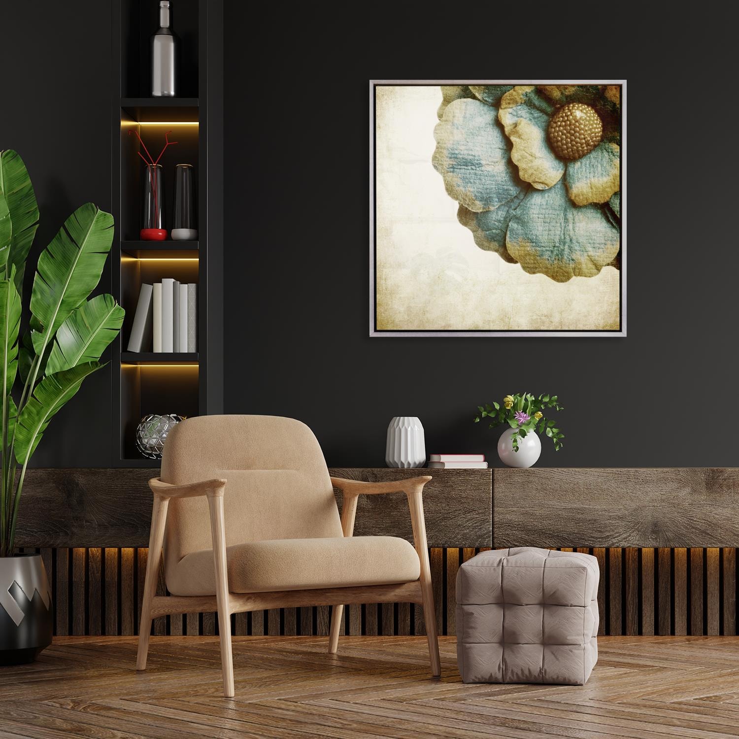 queence Leinwandbild »Golden Flower«, mit einem Schattenfugenrahmen veredel günstig online kaufen