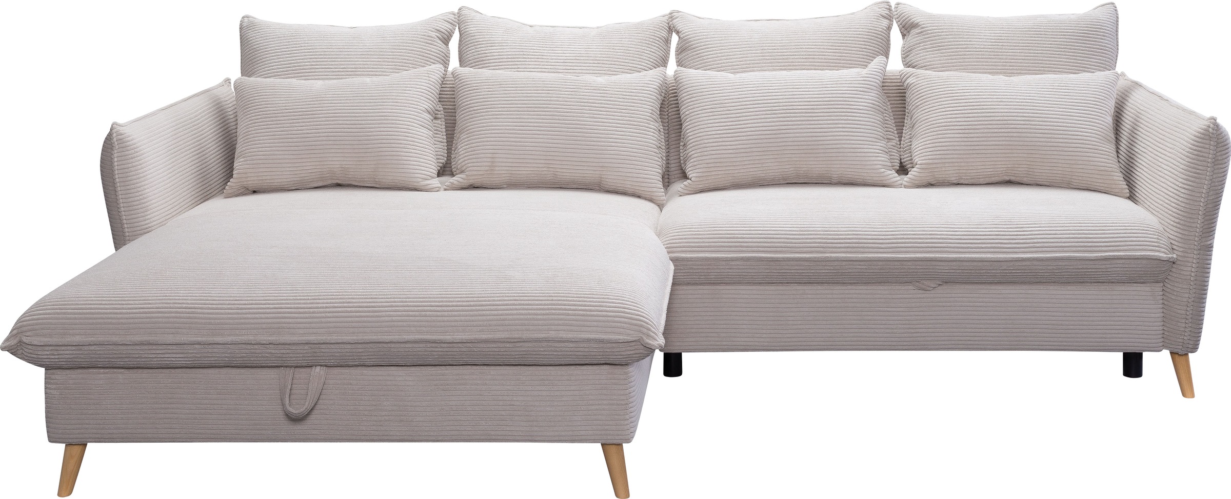 exxpo - sofa fashion Ecksofa »WALPY, elegant und modern, hoher Sitzkomfort, schmale Armlehnen«, L-Form, wahlweise mit Bettfunktion und Bettkasten, in Cord
