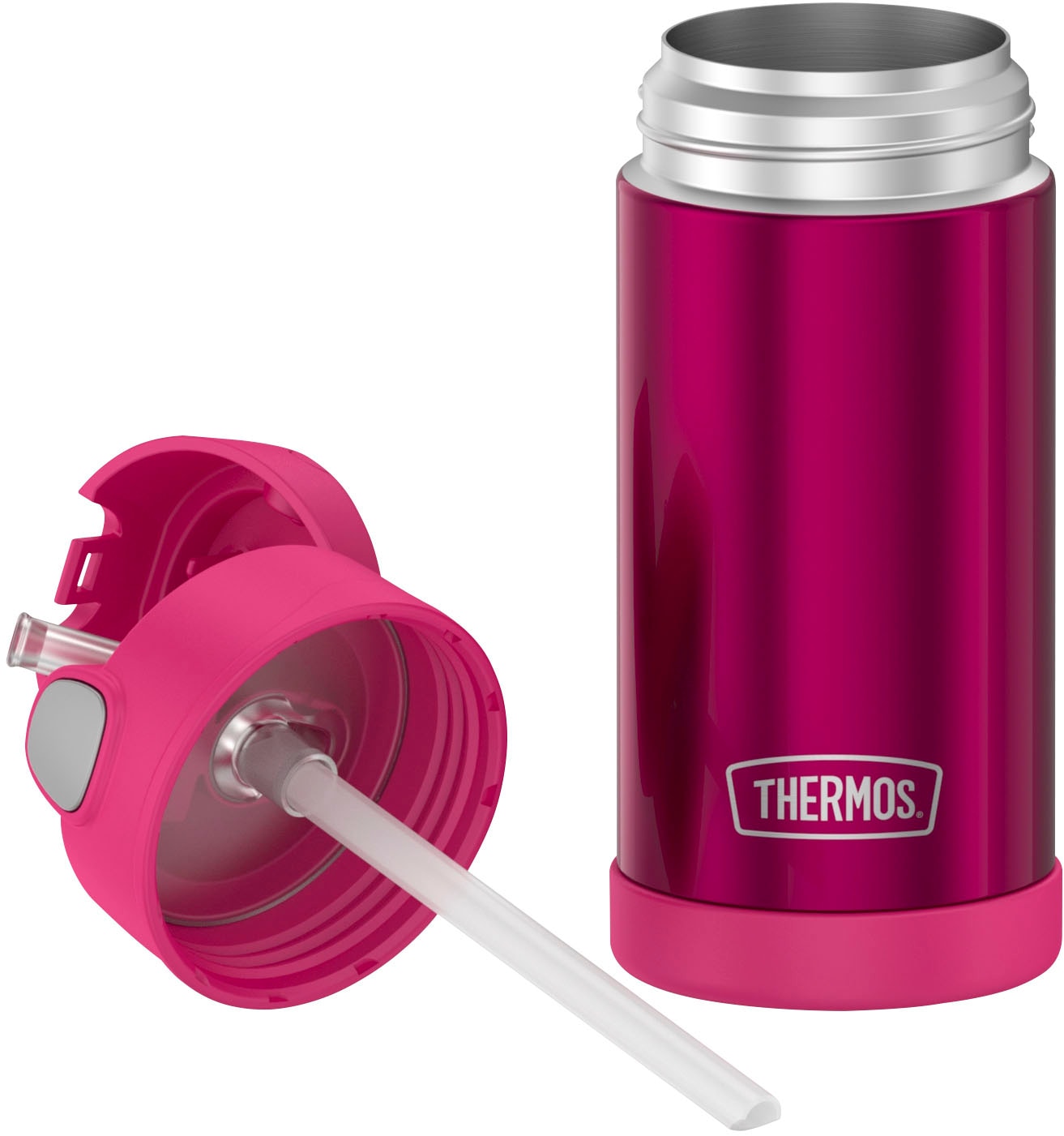 THERMOS Isolierflasche »FUNTAINER STRAW BOTTLE, doppelwandiger Edelstahl, spülmaschinenfest«, (1 tlg.), 0,35l, mit Silikonstrohalm, absolut dicht
