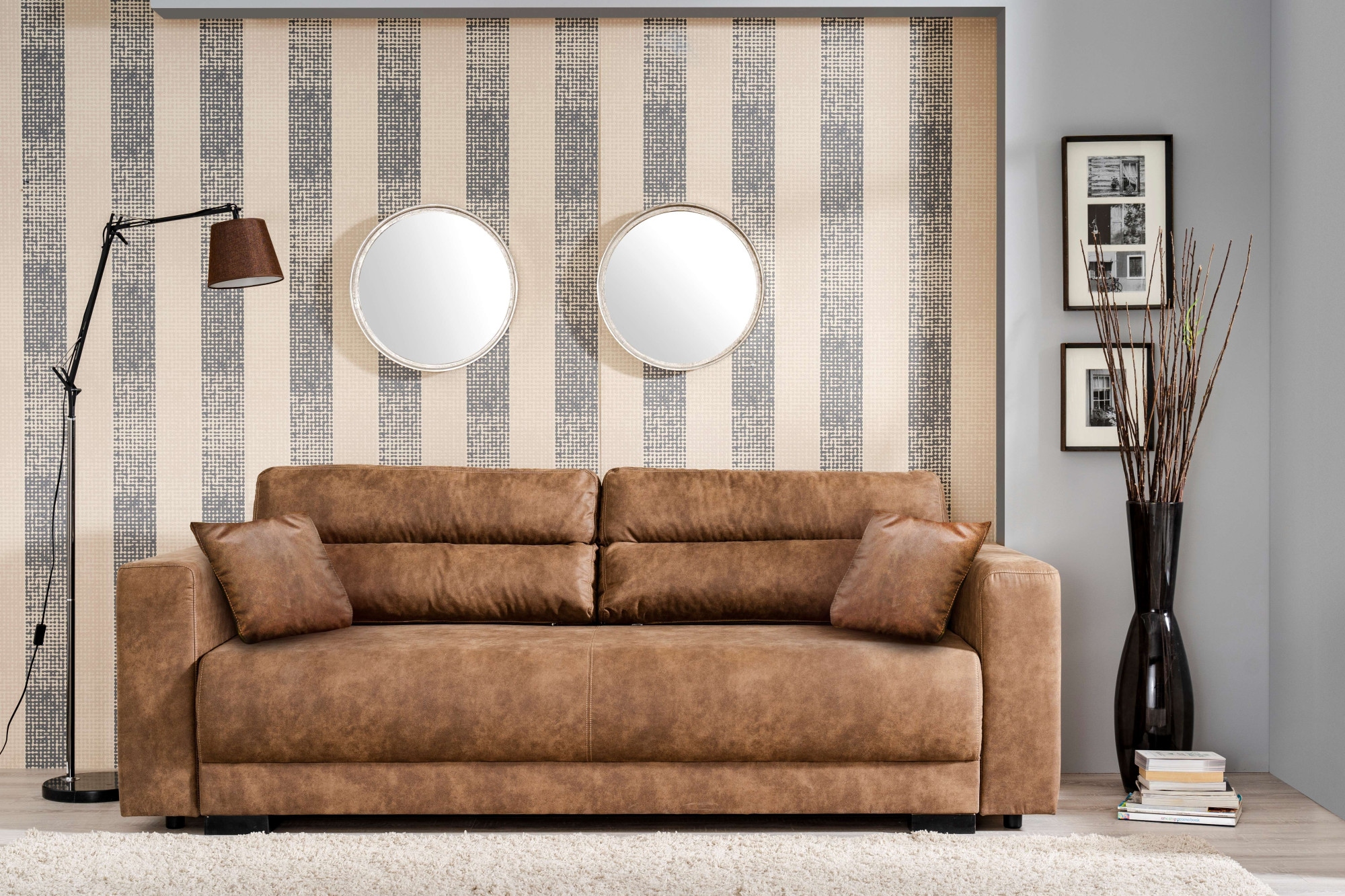 INOSIGN Schlafsofa »Witla, 237 cm, (Liegefläche 150/196 cm), mit Bettkasten«, inkl. loser Zier- und Rückenkissen und mit Federkernpolsterung