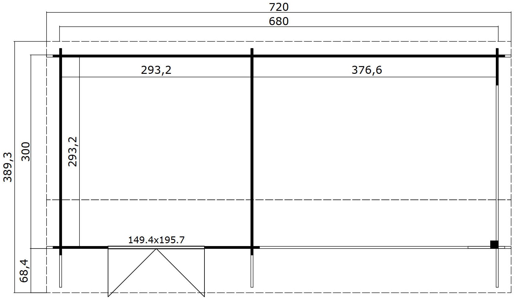 LASITA MAJA Gartenhaus »New York«, (Set), Blochbohlenhaus 34mm, Fundamentmass 3000x3000+3800, Carbongrau