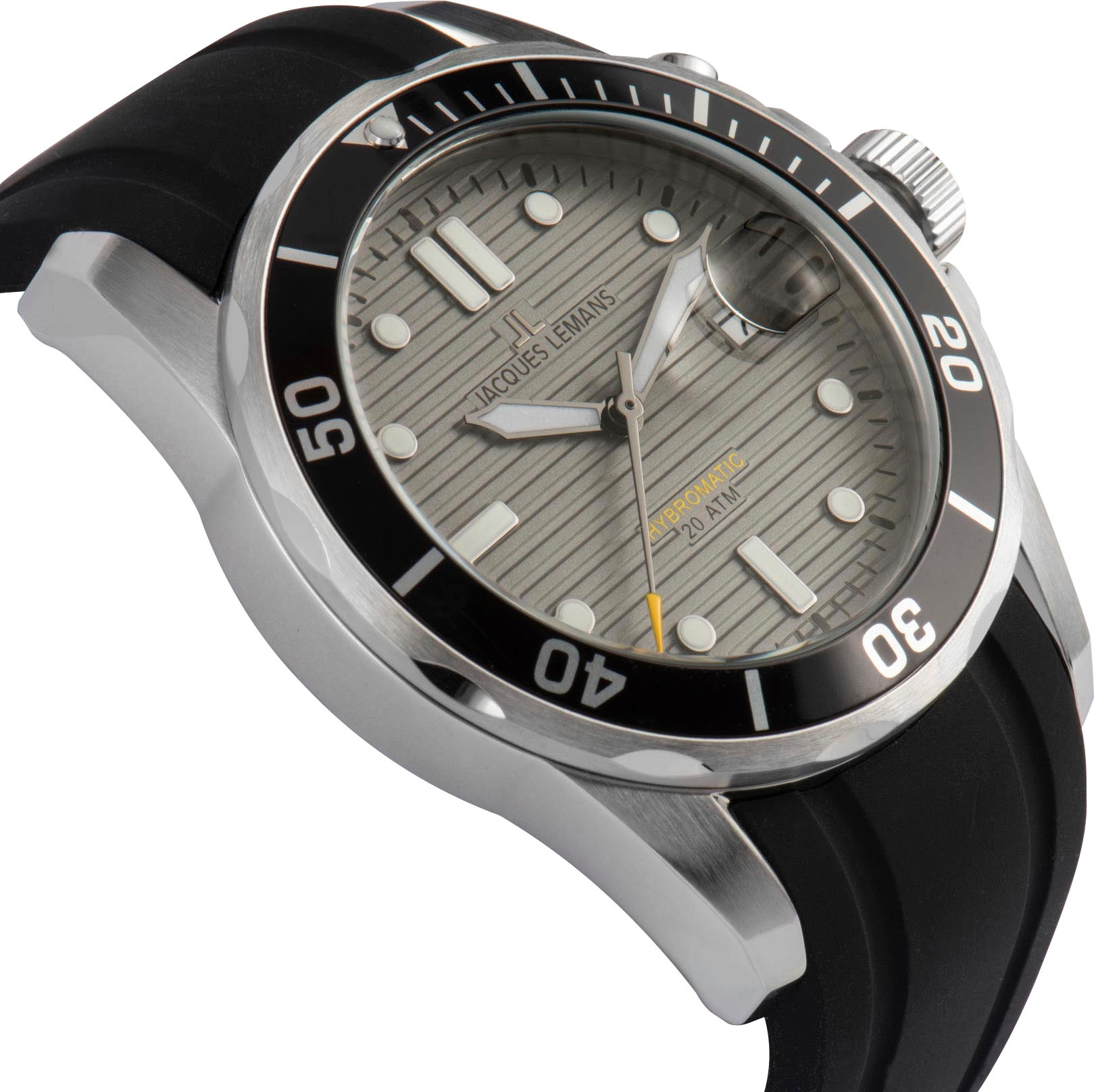 Jacques Lemans Kineticuhr »Hybromatic«, Armbanduhr, Herrenuhr, Silikonarmband, analog, Tag