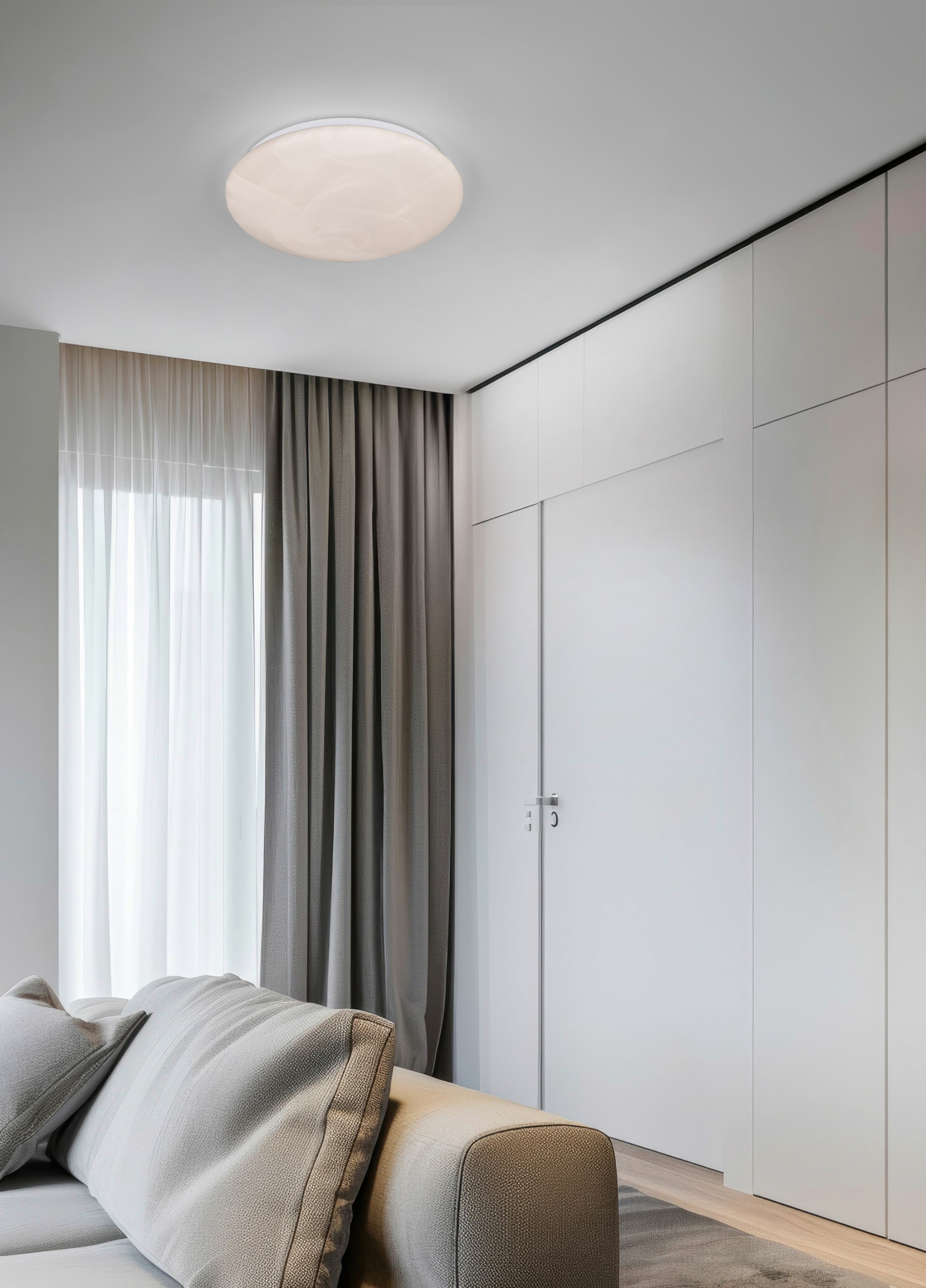 REALITY Leuchten LED Deckenleuchte »UMBRIA, LED Deckenlampe Kunststoff Alabaster weiß 4000K kaltweiß«, 1 flammig, Leuchtmittel LED-Board | LED fest integriert, 12W 1600 Lumen, Wand- oder Deckenlampe, Höhe 6,5 cm Ø 28 cm