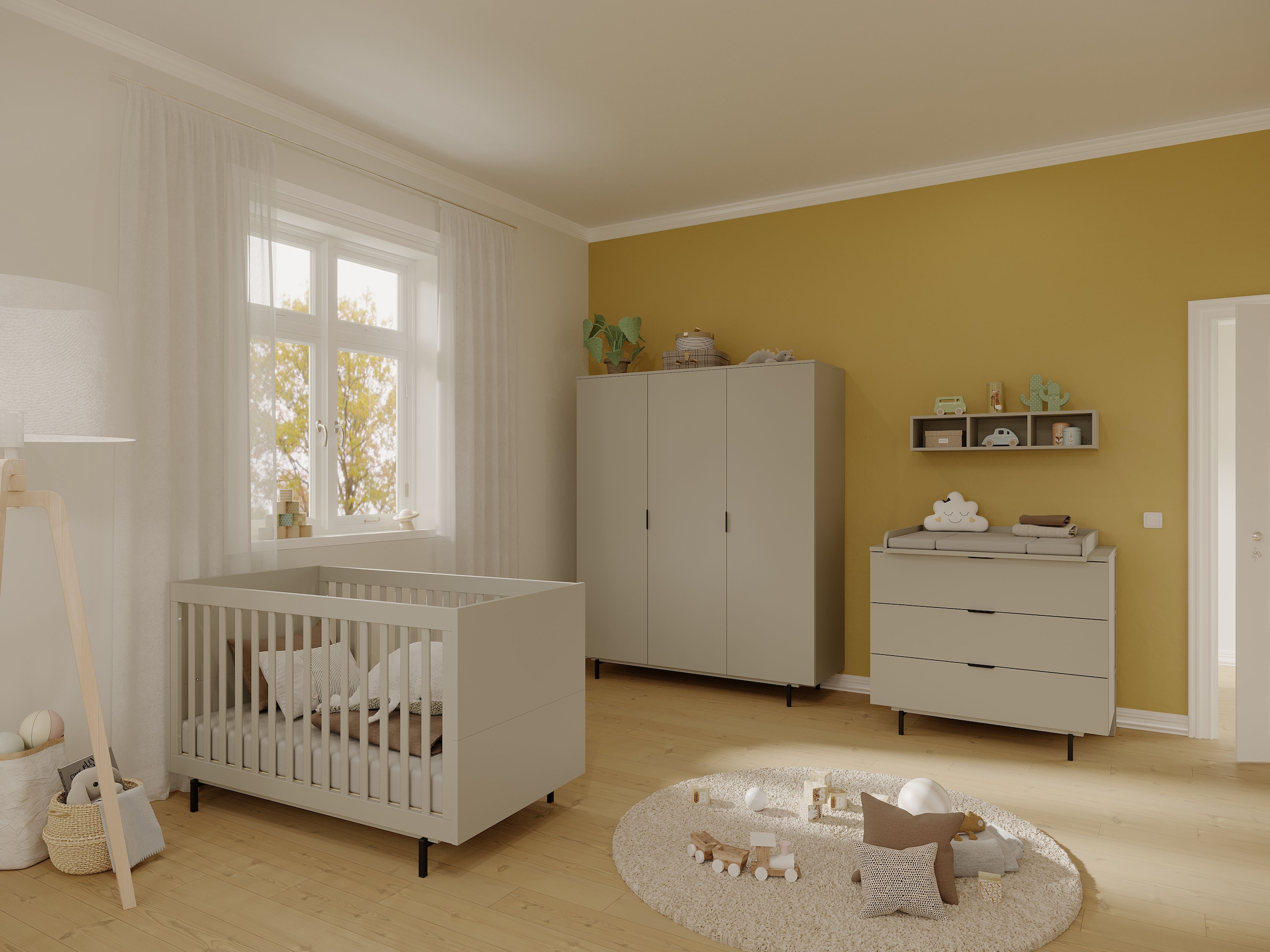 GERMANIA Kinderkleiderschrank »Tomino«, (1 St.), modernes Design, gedämpfte Türen, B/H/T 158/190/54 cm, 7 Einlegeböden
