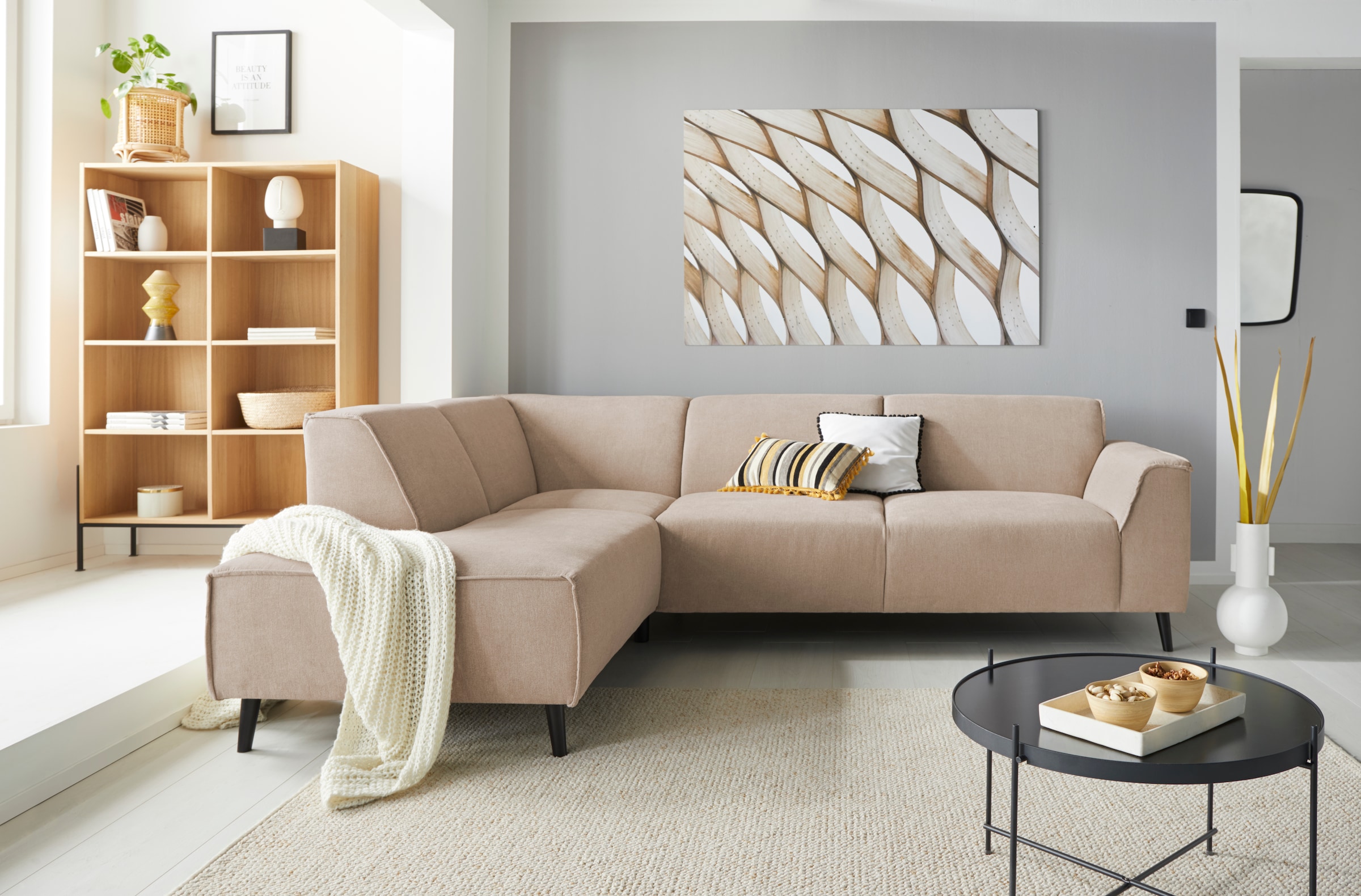 DOMO collection Ecksofa »Amora, bequem und zeitlos, L-Form«, mit Federkern für mehr Sitzkomfort