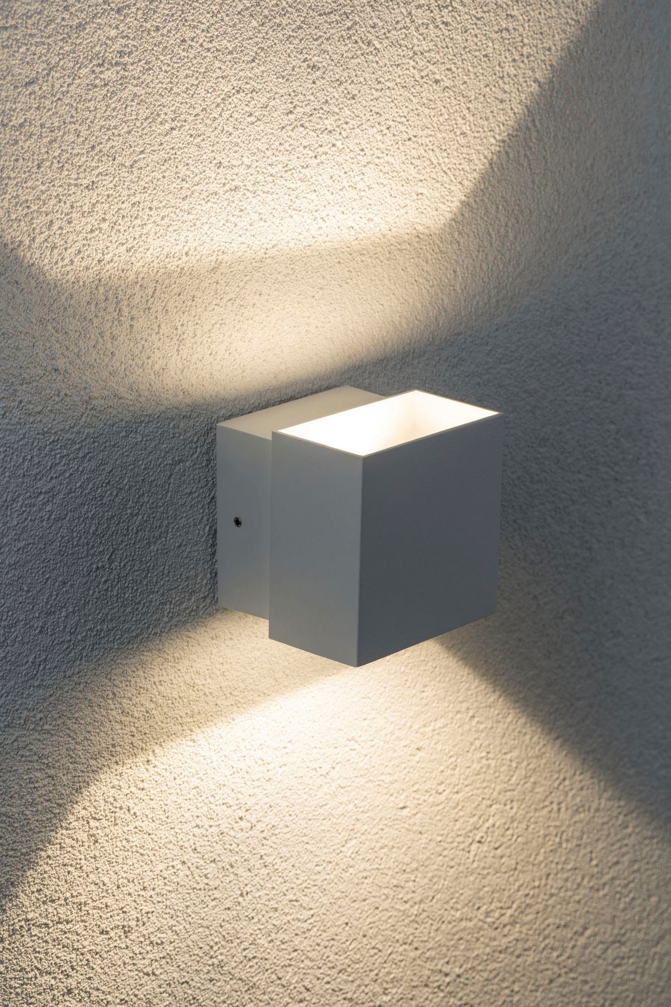 Paulmann LED Außen-Wandleuchte »Outdoor 230V Cybo LED 2x3,5W 230V IP65 eckig 100x100mm Grau Aluminium«, 2 flammig, IP65 2x3,5W