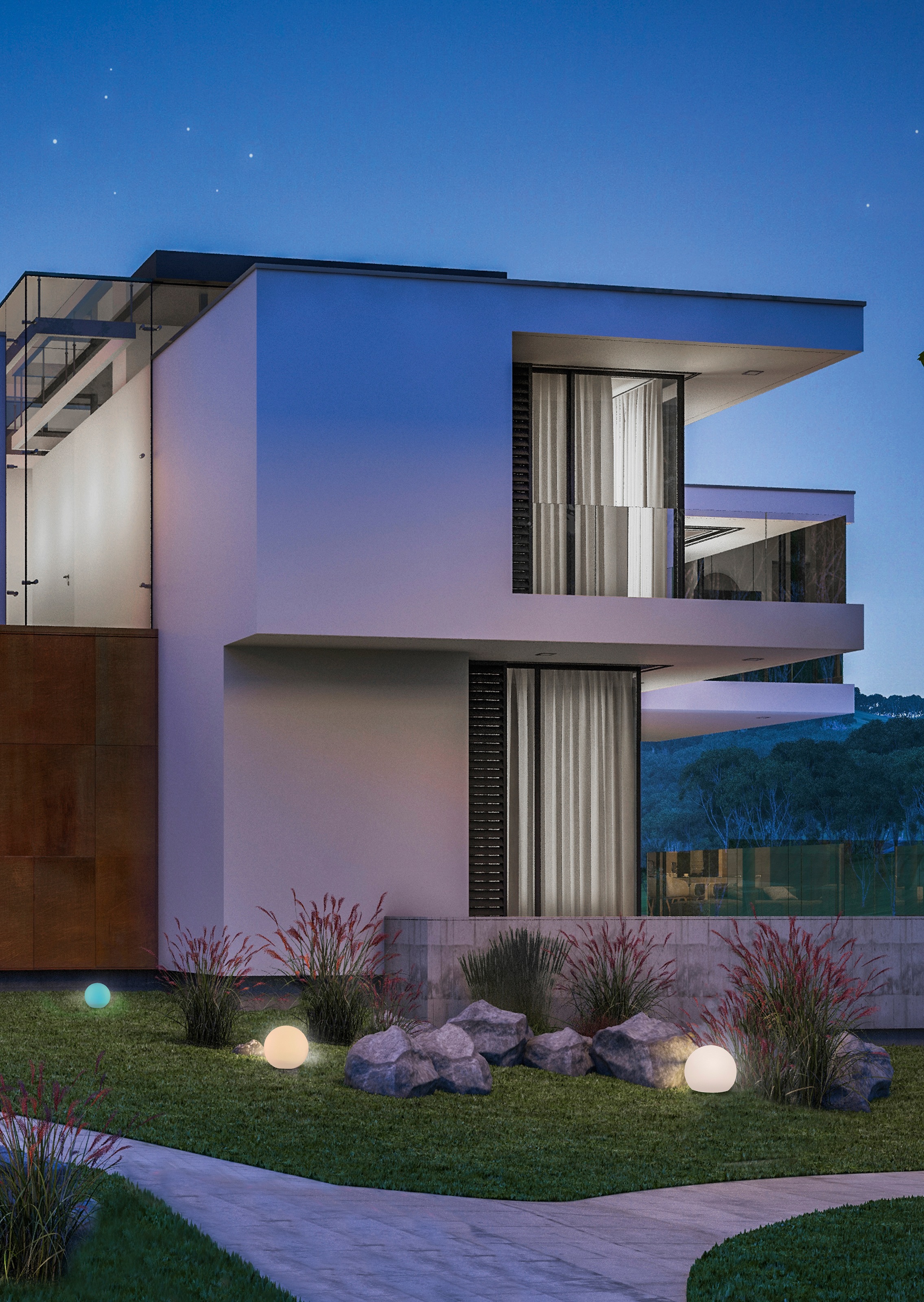 REALITY Leuchten LED Solarleuchte »MELO, Kugel Gartenleuchte Akku Solar, mit Erdspieß, Fernbedienung«, 1 flammig, Leuchtmittel LED-Board | LED fest integriert, Solar Kugellampe, RGB Farbwechsel, Dämmerungssensor, Memoryfunktion
