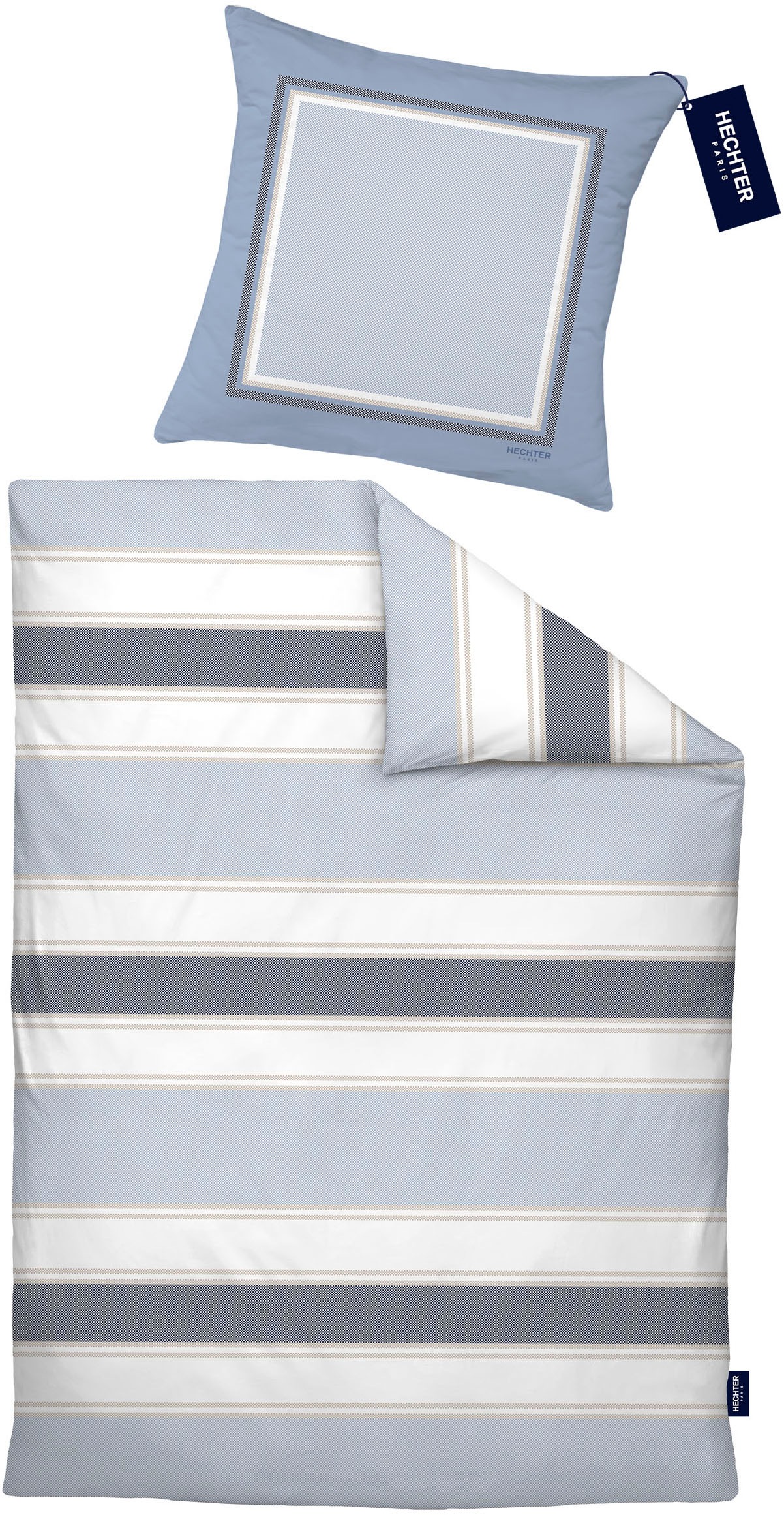 HECHTER PARIS Wendebettwäsche »0041305« 2 Stk. tlg. hautsympathisch, 100% Baumwolle, Reißverschluss, ganzjährig, LOGO
