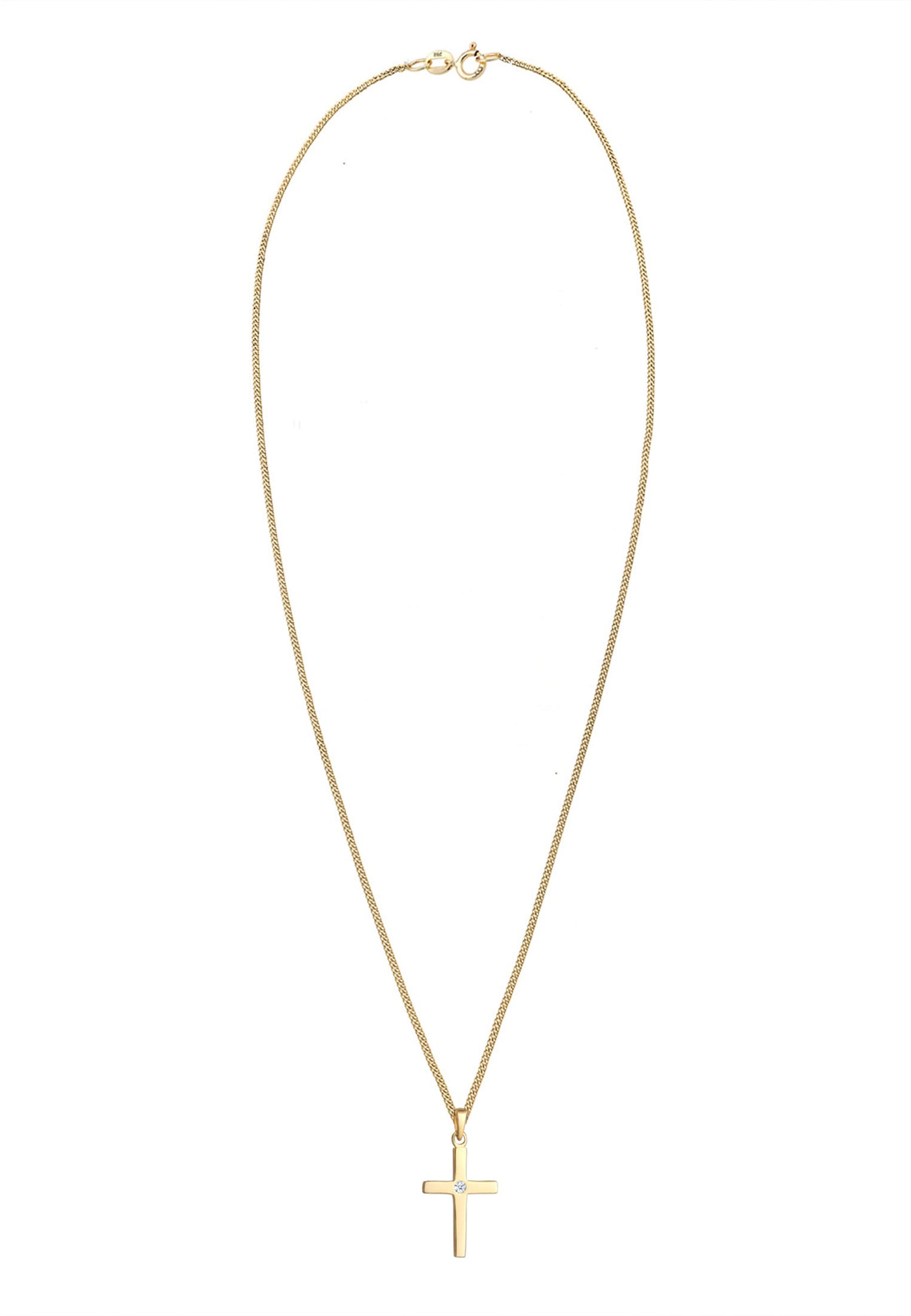 Elli DIAMONDS Collierkettchen »Kreuz Diamant Weiß Brillantschliff (0.015ct) 585 Gelbgold«