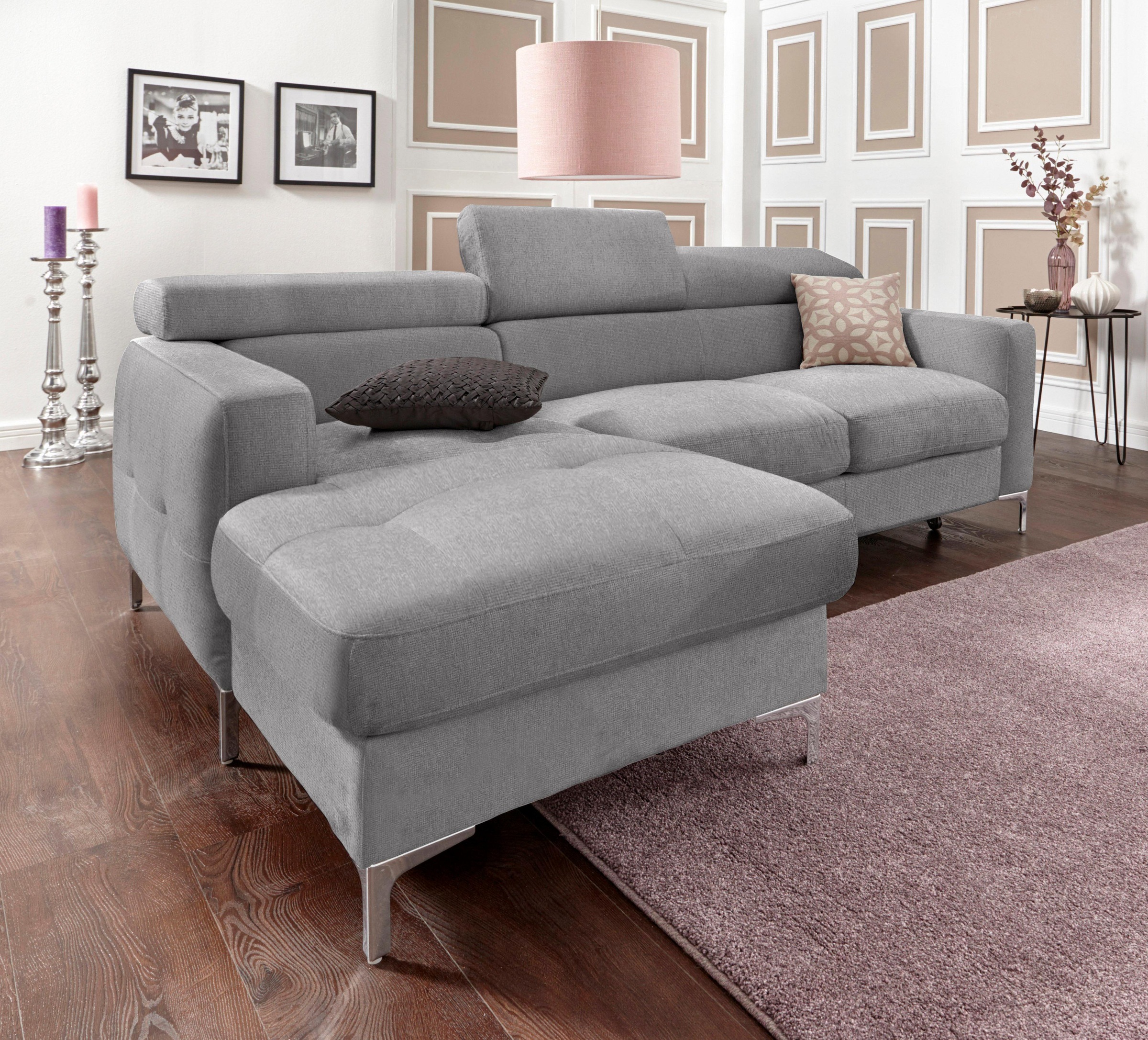 COTTA Ecksofa »Sammy L-Form«, mit Kopfteilverstellung, wahlweise mit Bettfunktion & Bettkasten