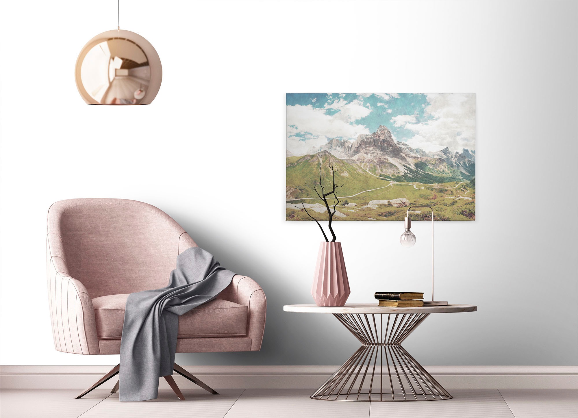 A.S. Création Leinwandbild »dolomiti«, Kunst-Berge-Kinder, (1 St.), Keilrahmen Bild Landschaft Berge Leinwand-Bild Wohnzimmer modern Wand