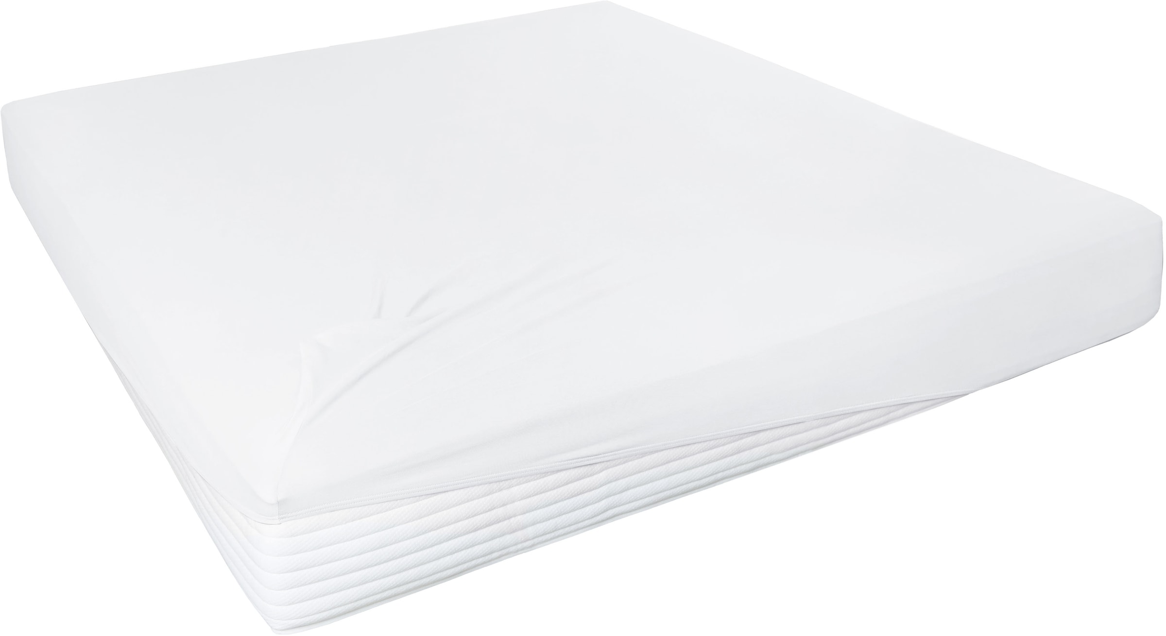 Spannbettlaken PRIMERA "Elasthan-Feinjersey", weiß, 1 Stk., Jersey-Elasthan, 180-200x200-220 30cm