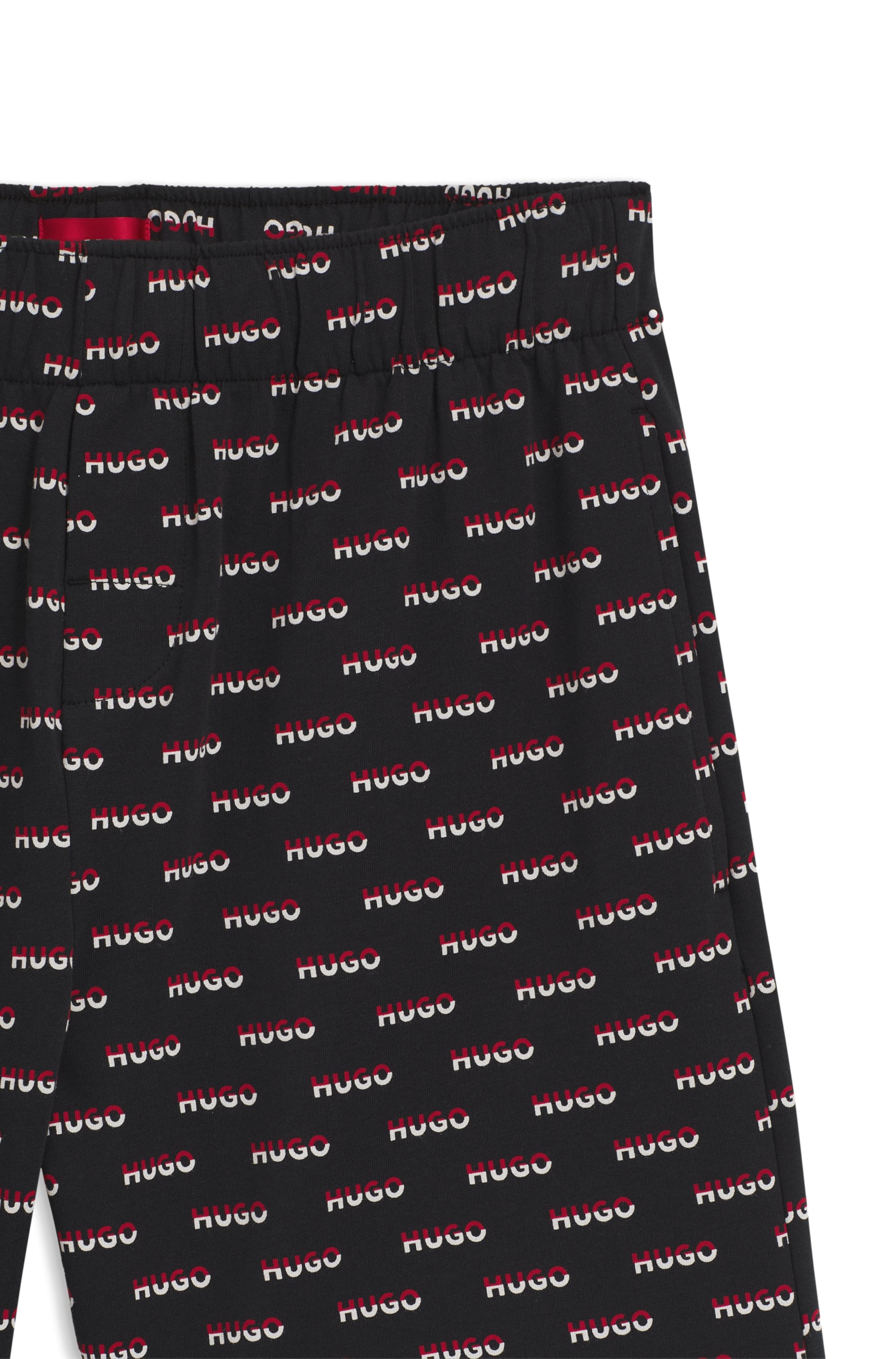 HUGO Underwear Pyjamashorts »SPLIT LOGO«, zweifarbige Logo's allover, elasticher Bund