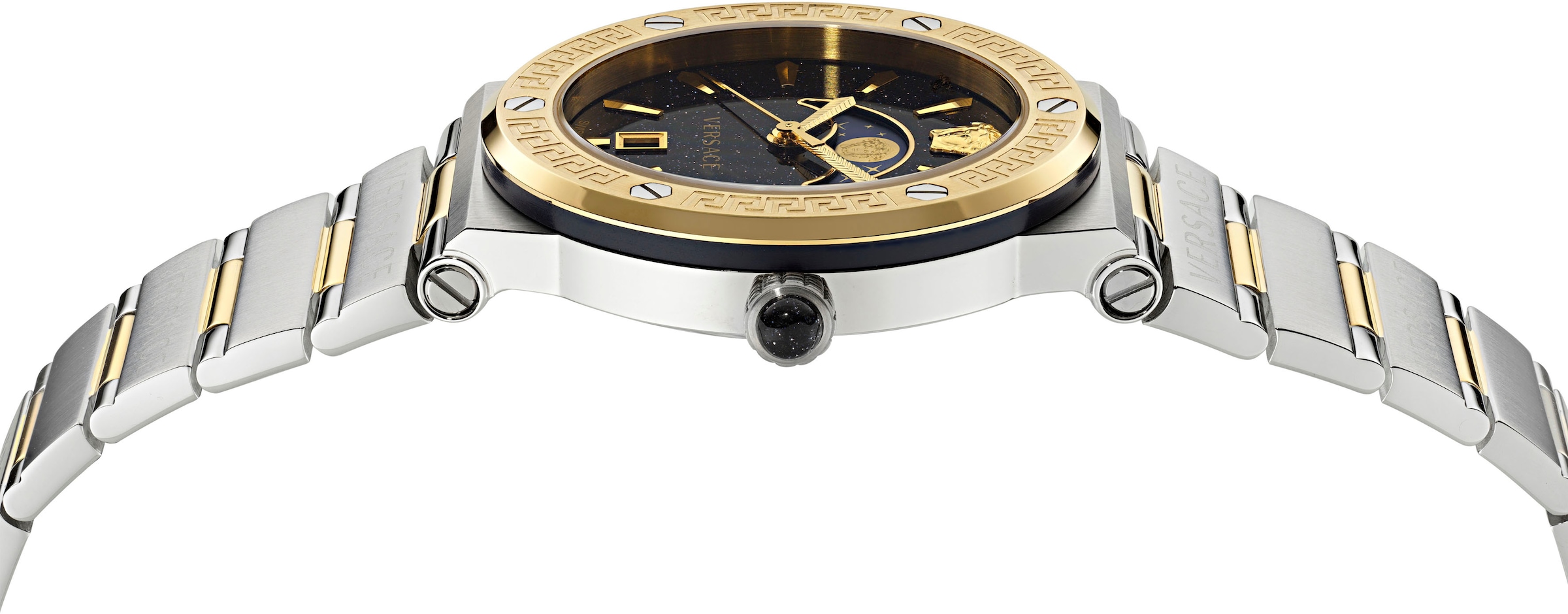 Versace Quarzuhr »GRECA LOGO MOONPHASE«, Armbanduhr, Damenuhr, Saphirglas, Datum, Swiss Made, Mondphase