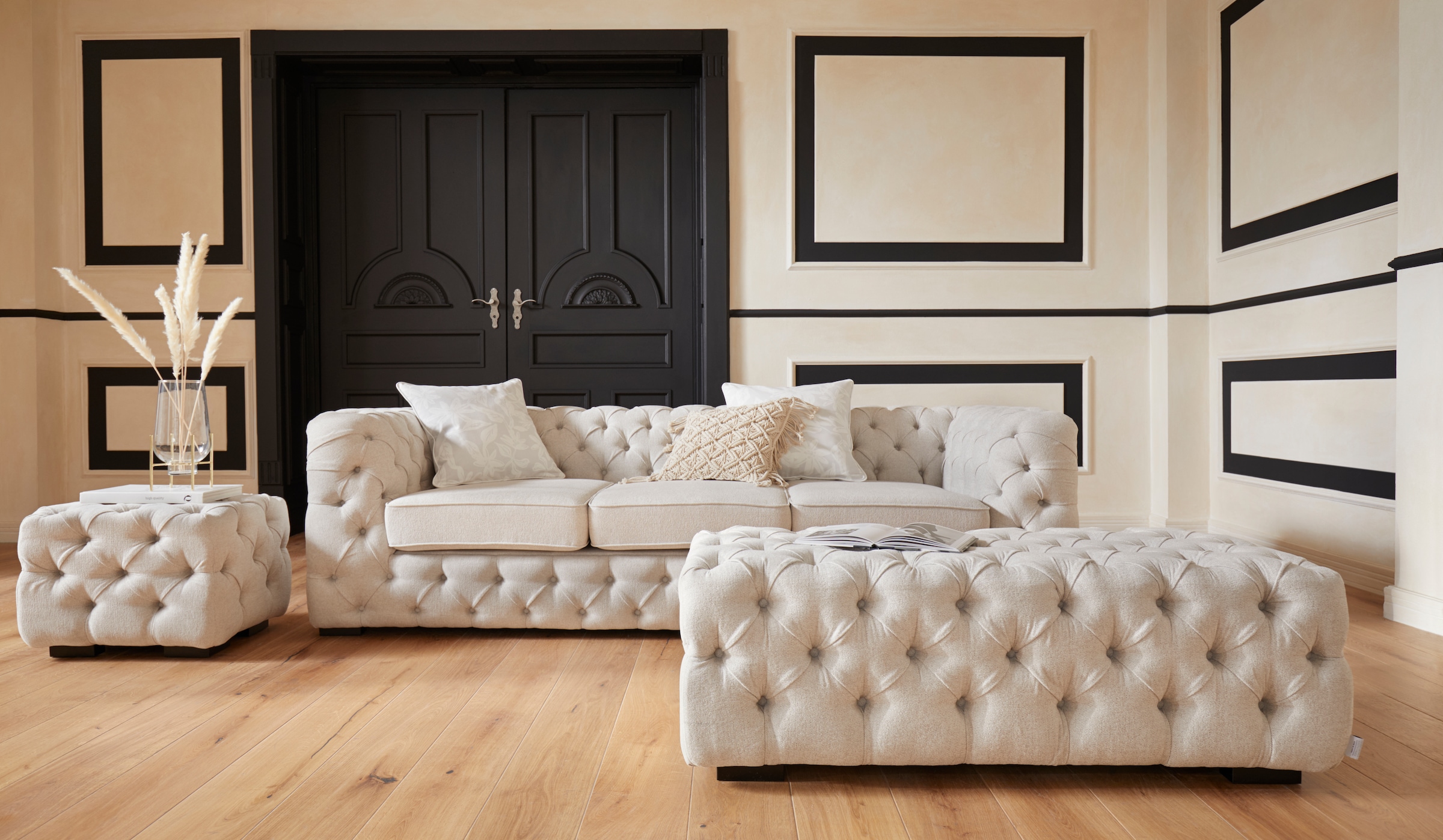 Guido Maria Kretschmer Home&Living Polsterhocker »Kalina«, mit klassischer Chesterfield-Knopfheftung