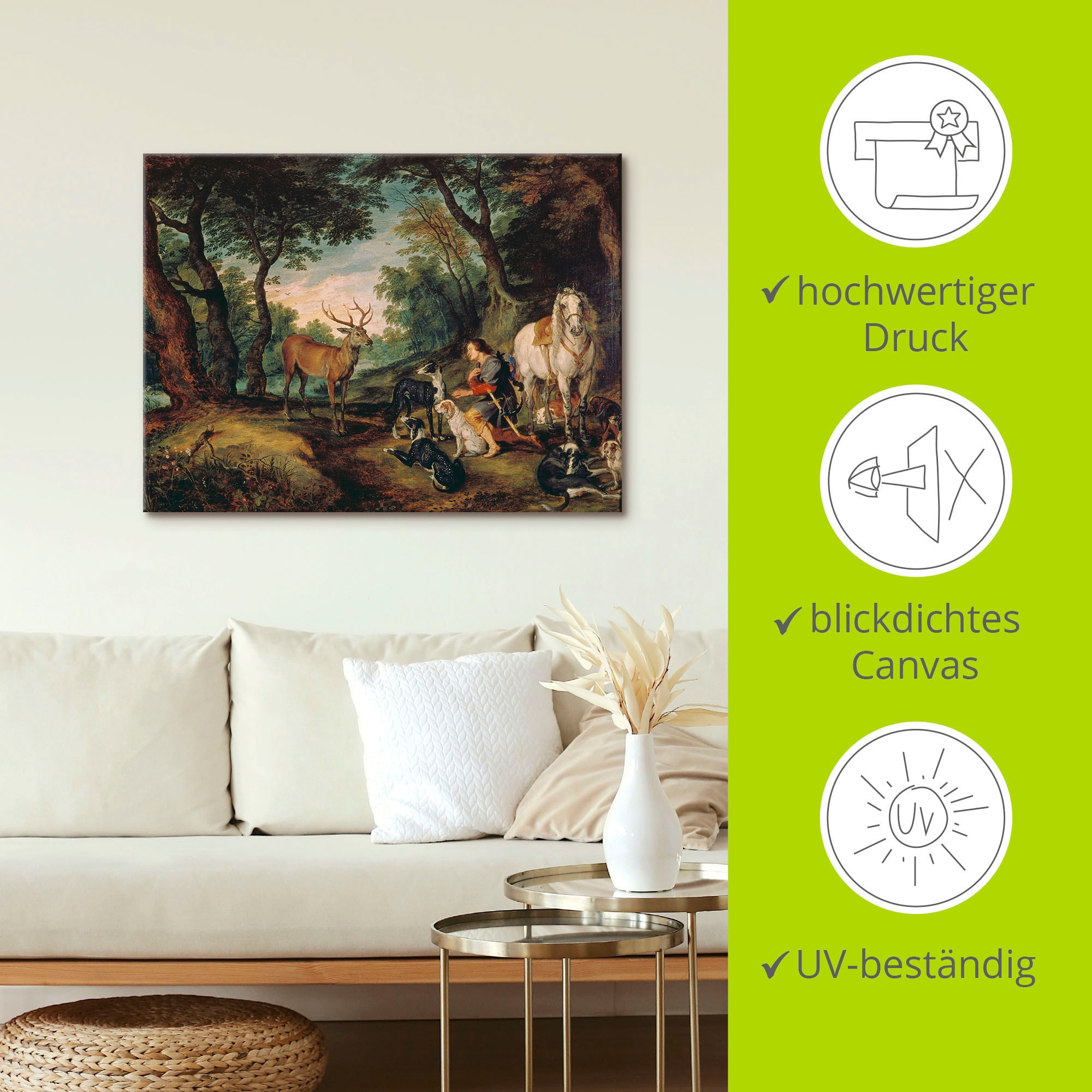 Artland Wandbild »Der heilige Hubertus.«, Mann, (1 St.), als Leinwandbild, Poster in verschied. Größen