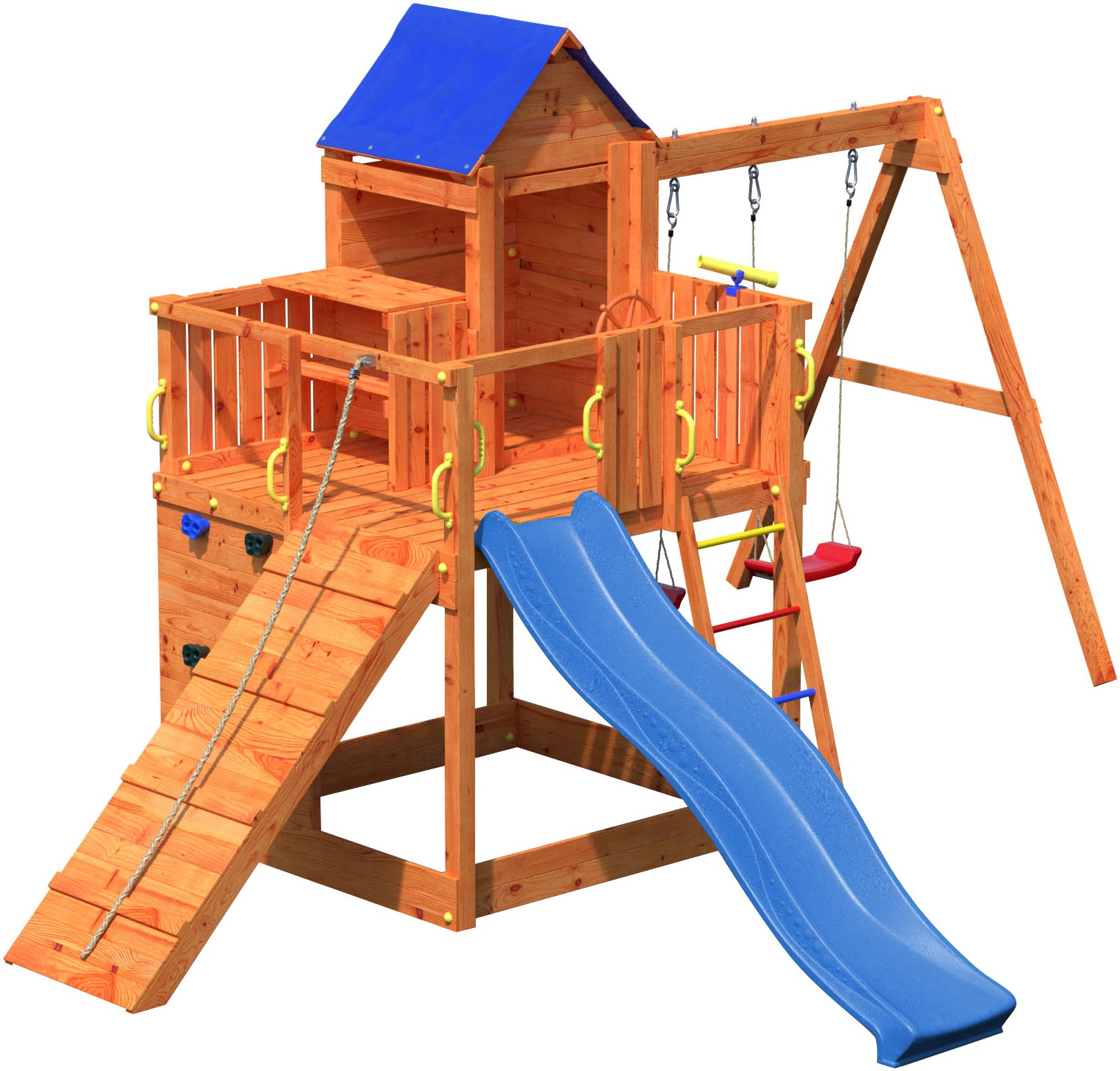 FUNGOO Spielturm »Treehouse« mit Spielhaus, Rutsche, Doppelschaukel, Kletterwand