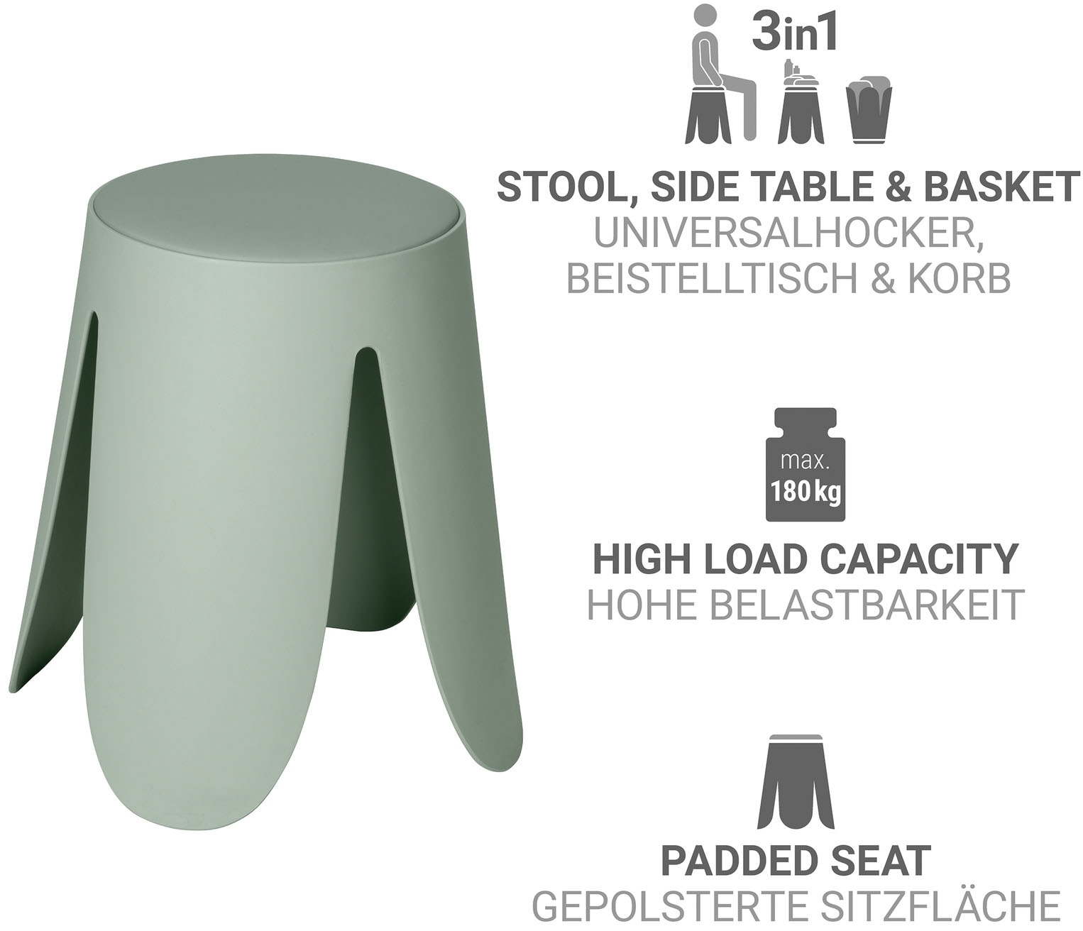 WENKO Dusch- und Badhocker »Comiso« belastbar bis 180 kg, mit rutschsicheren Füßen