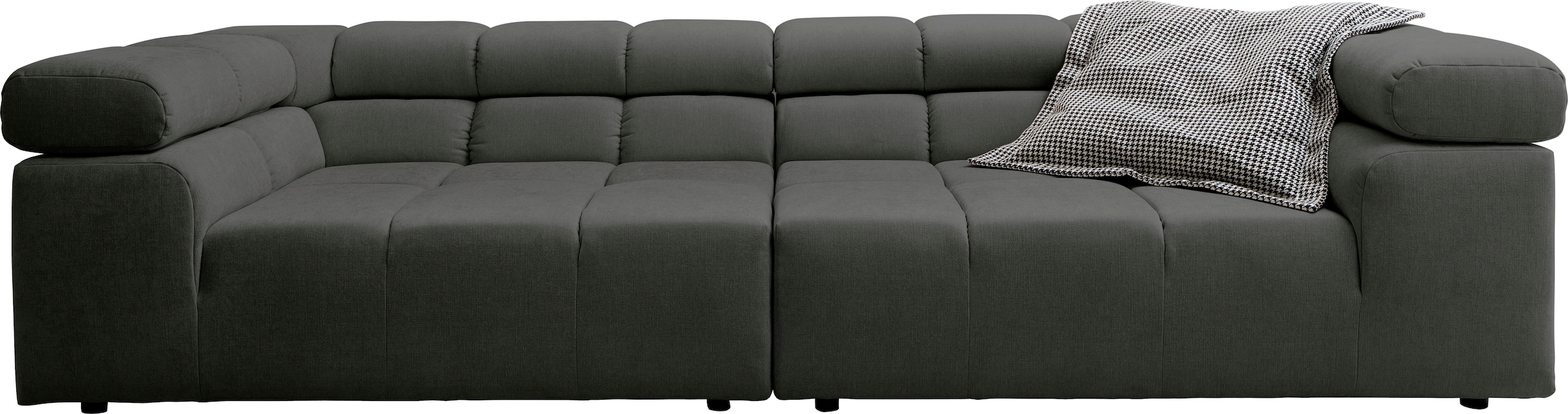 INOSIGN Big-Sofa »Ancona B/T/H: 290/110/70 cm«, auffällige Steppung, inkl. 2 Zierkissen und verstellbaren Kopfstützen