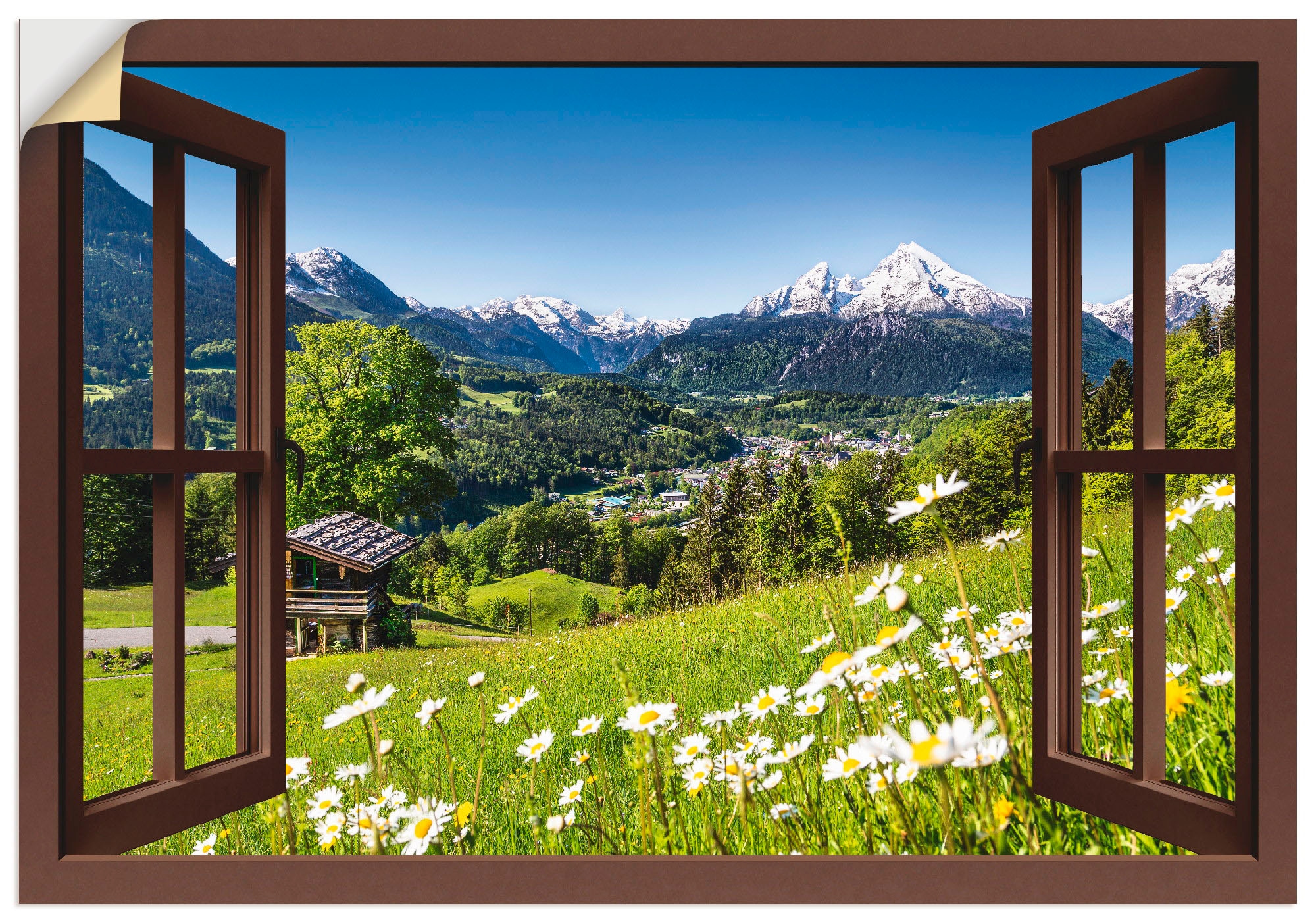 Artland Wandbild »Fensterblick Bayerischen Alpen«, Berge, (1 St.), als Alub günstig online kaufen