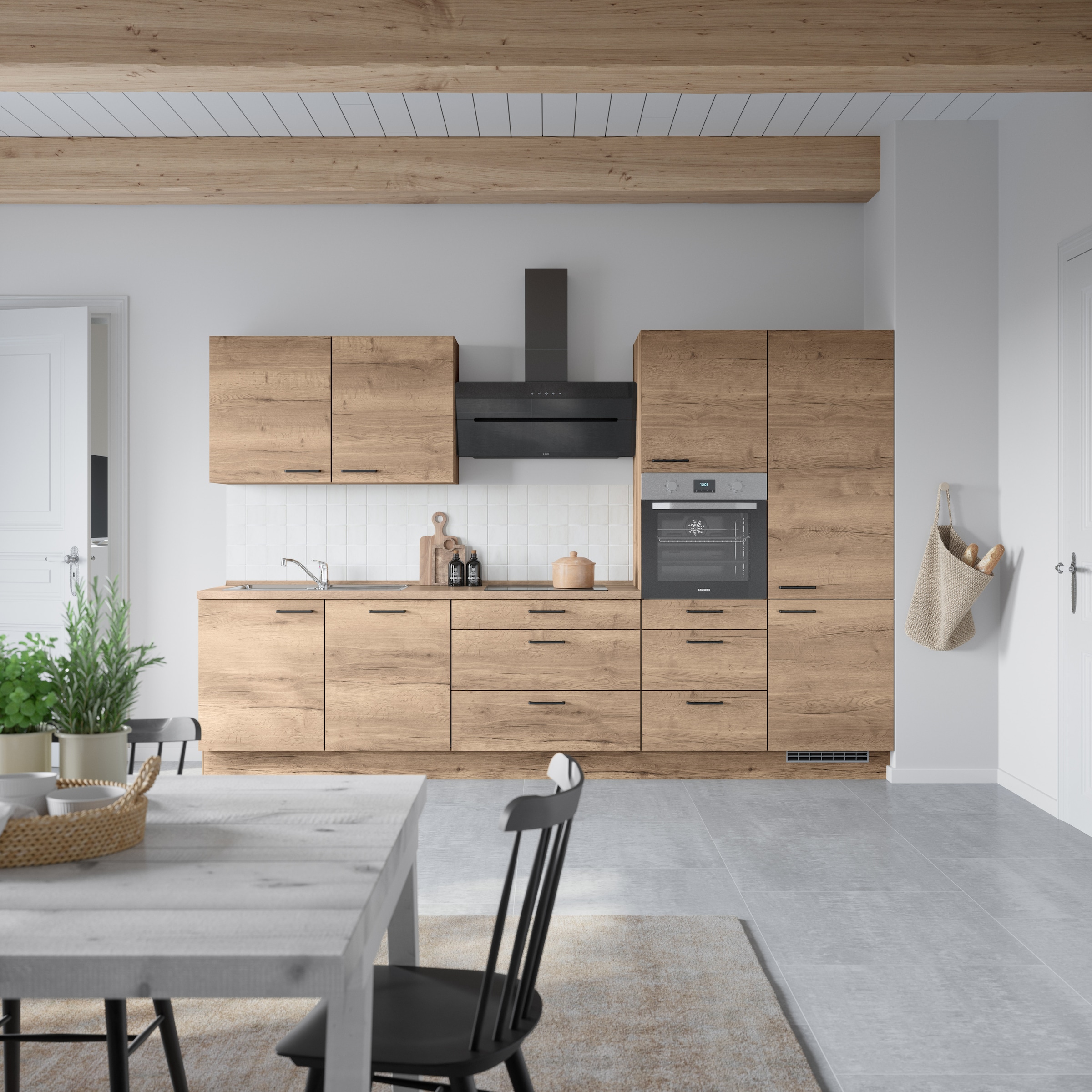 nobilia® Küchenzeile »"Structura II"«, vormontiert, Ausrichtung wählbar, Breite 330 cm, wahlw. mit E-Geräten