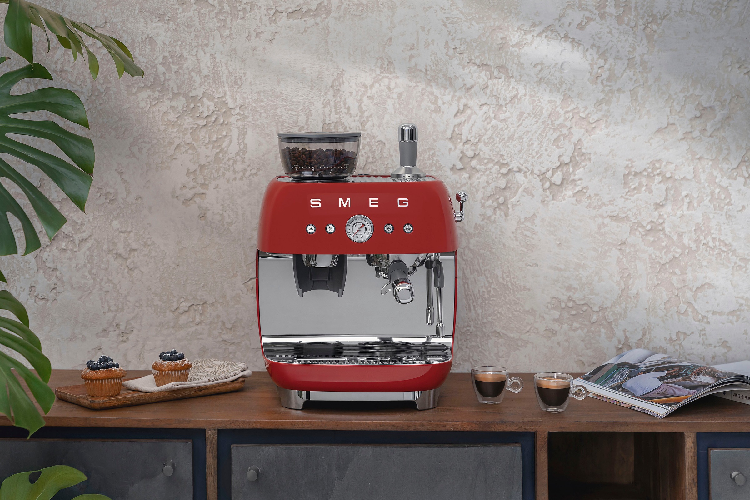 bestellen Espressomaschine »EGF03RDEU«, integrierter Smeg Kaffeemühle mit