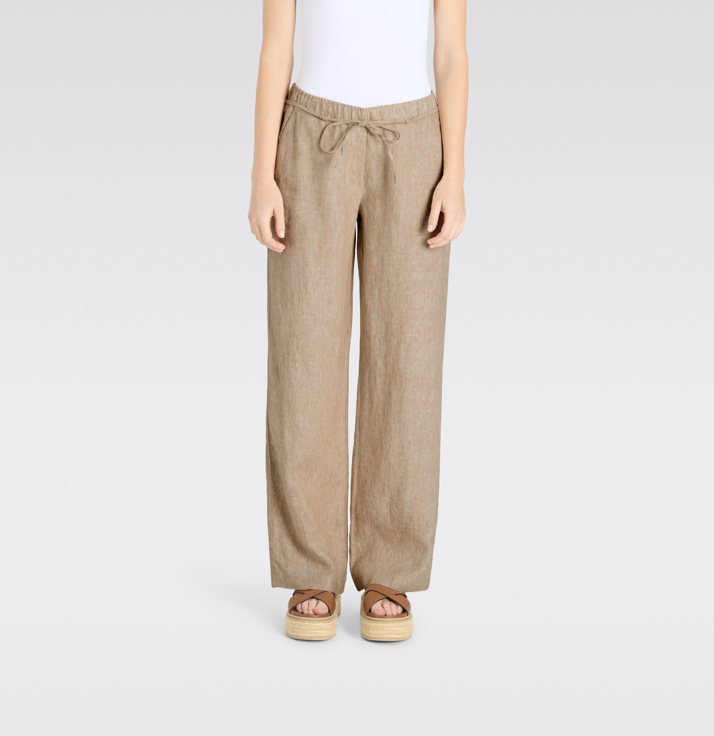 MAC Leinenhose »CHIARA BELT«  Sommerhose Wide Fit, mit geradem, weitem Bein