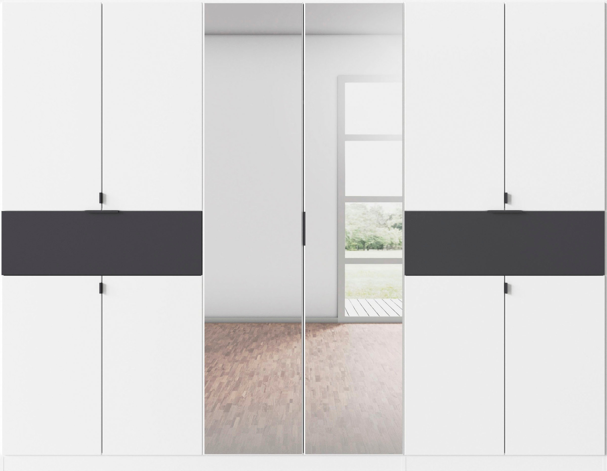rauch Drehtürenschrank »Kleiderschrank Schrank Garderobe Wäscheschrank TICAO«, (Schubladen in der Höhe variabel positionierbar), mit 2 geräumigen Schubladen, viel Stauraum MADE IN GERMANY