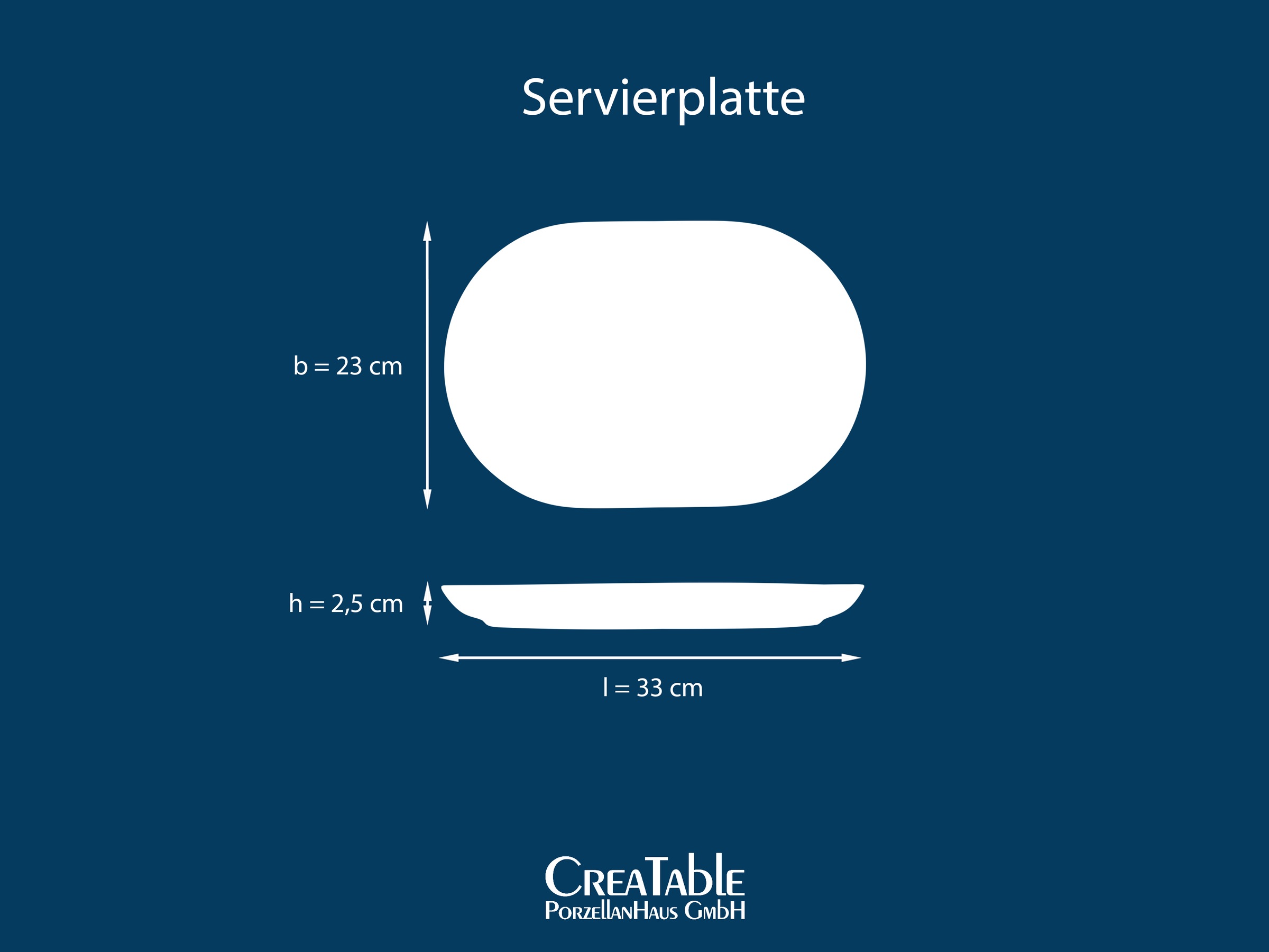 CreaTable Servierplatte »Uno, Servier-Platte oval«, (1 tlg.), Seidenmatte Spezialglasur, Harmonisch ausbalanciert