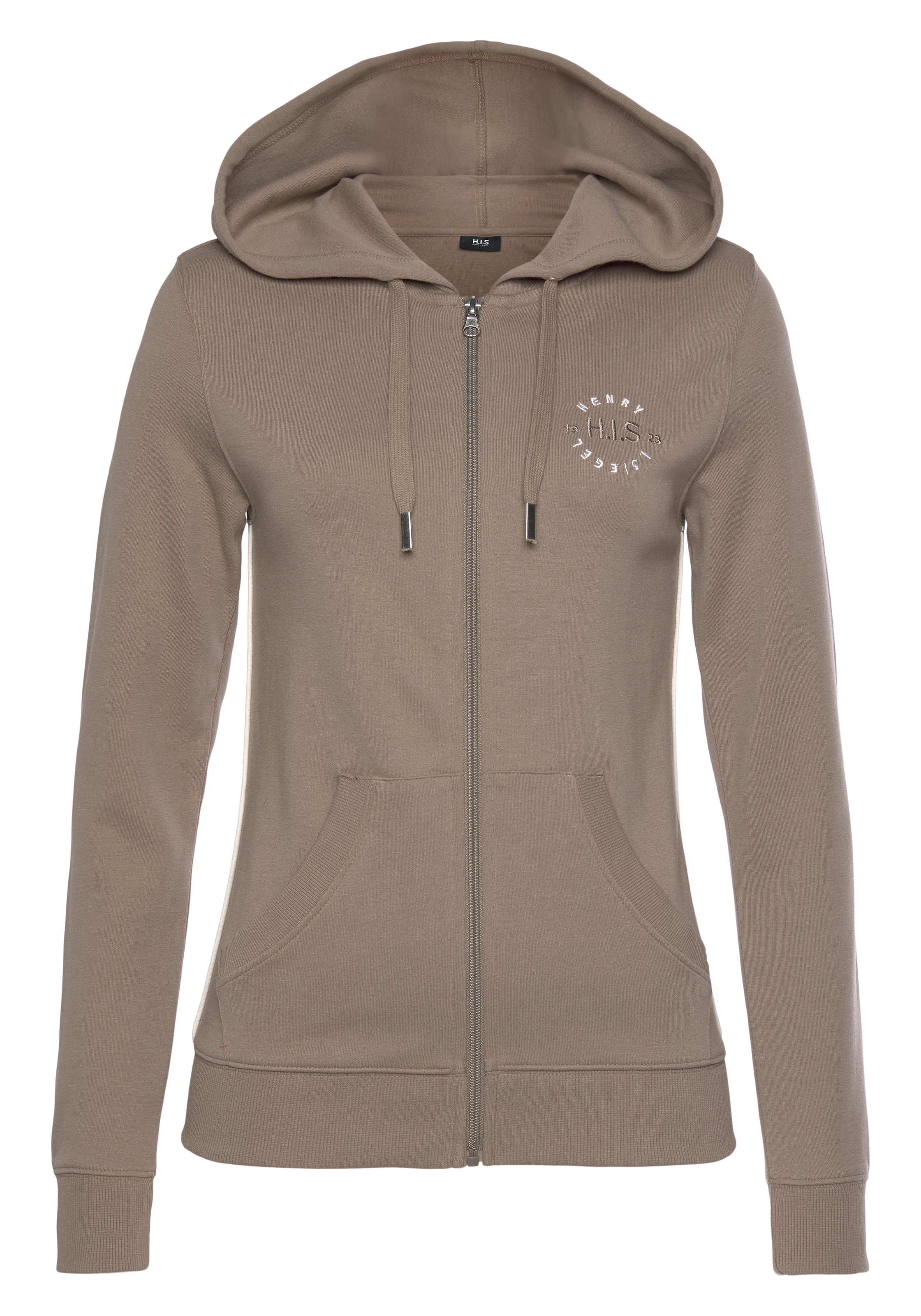 H.I.S Kapuzensweatjacke, mit seitlichem Piping und kleiner Markenstickerei, Loungewear