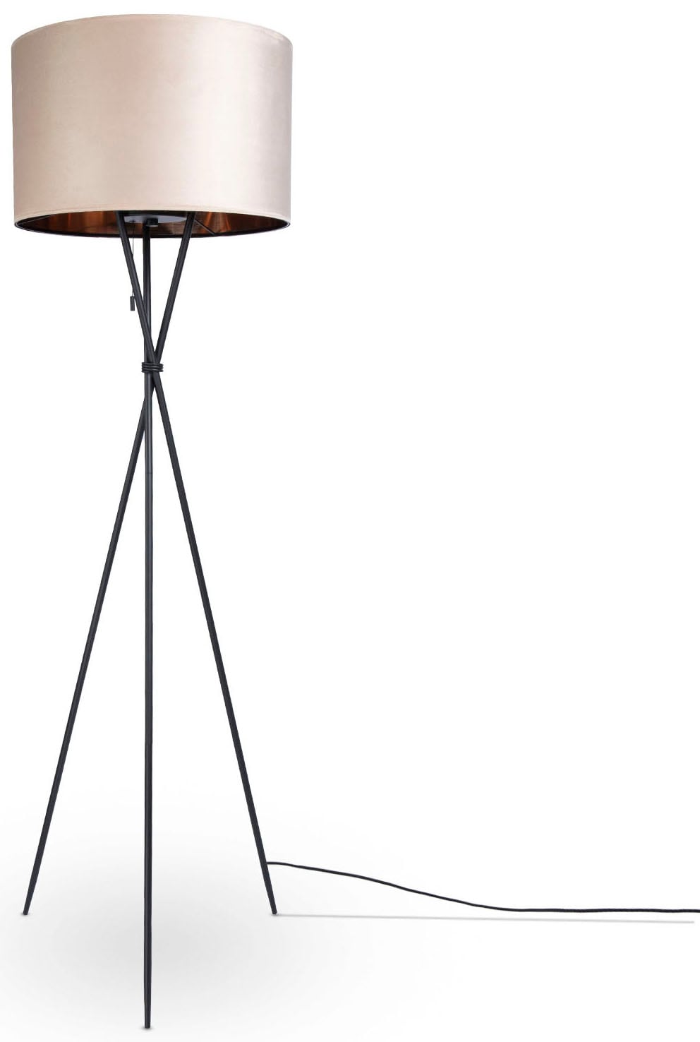 Home kaufen Velour Dreibein Höhe E27 Filigran »Kate Stehlampe uni Standleuchte 177,5cm Wohnzimmer Color«, Paco online