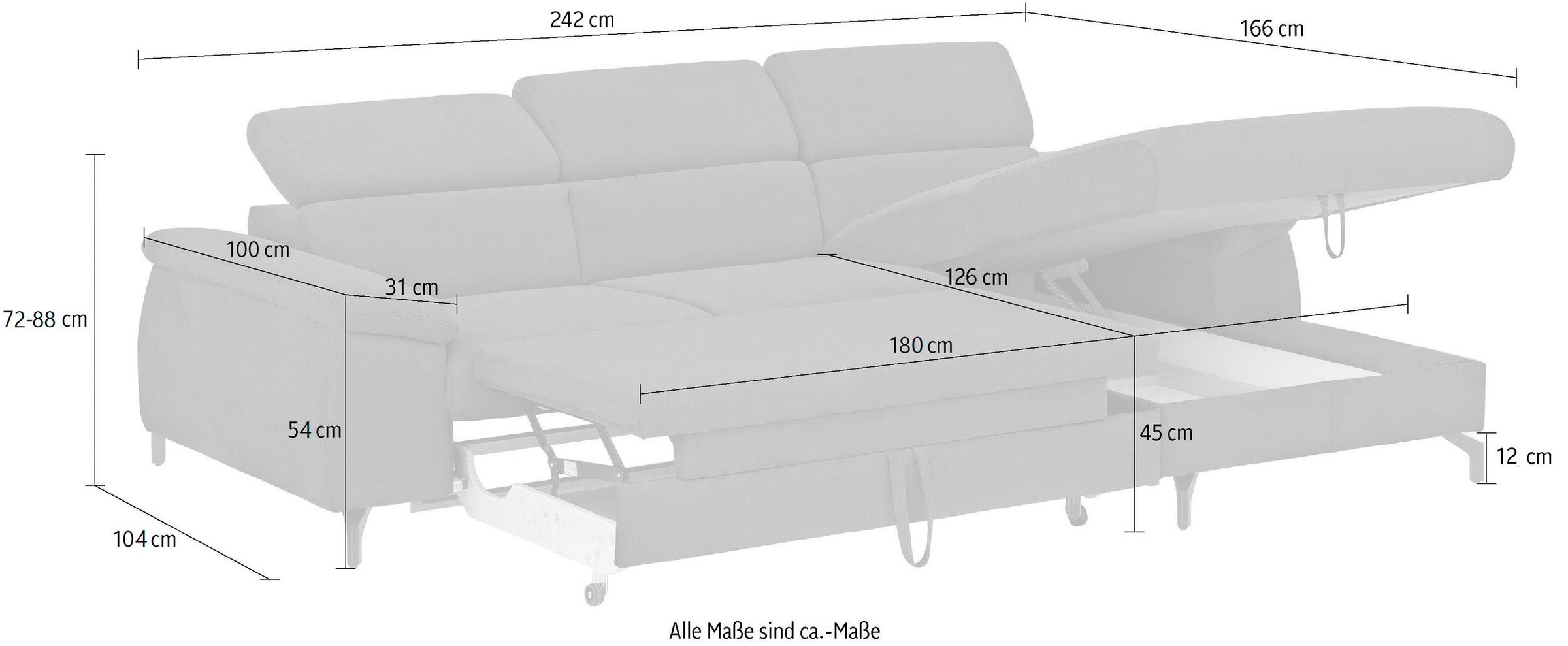 COTTA Ecksofa »Kitty L-Form«, inkl. Kopfteilverstellung, optional mit Bettfunktion u. Bettkasten