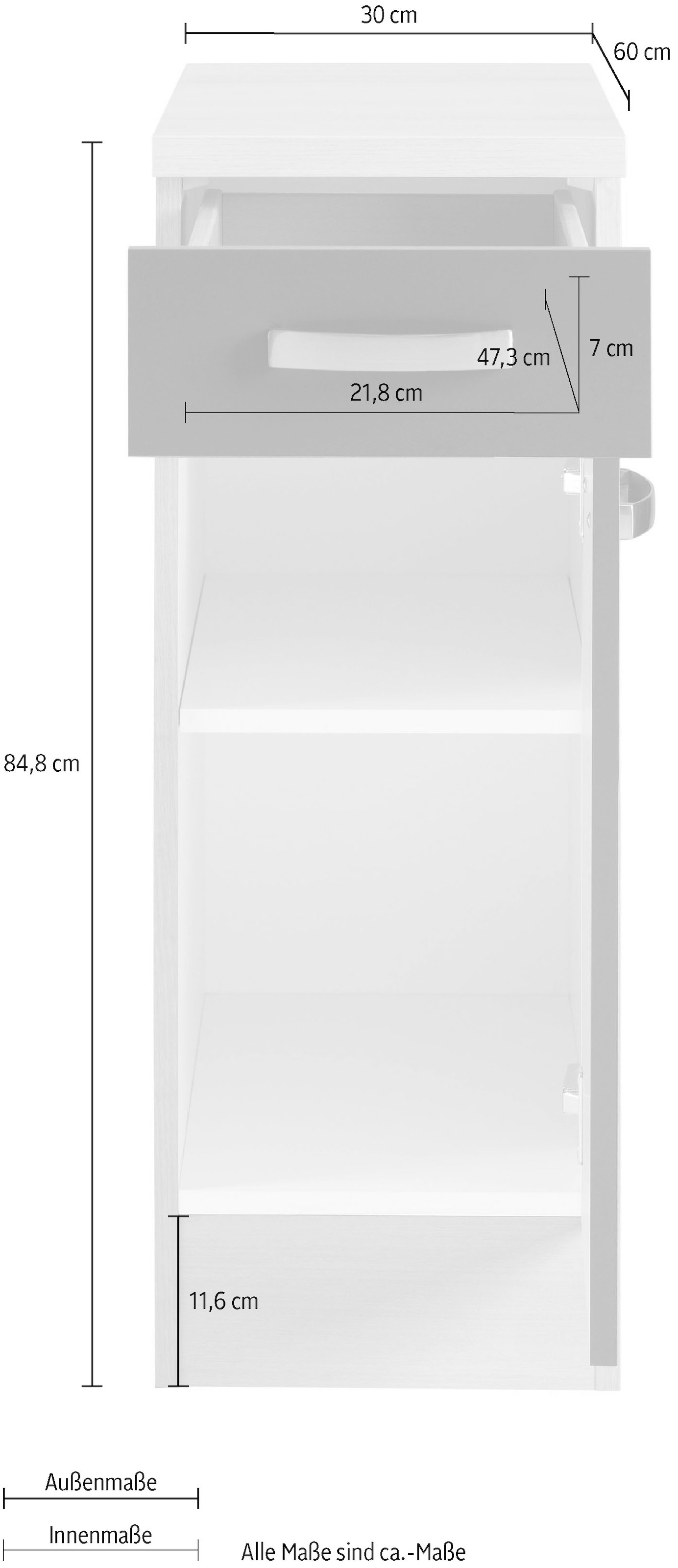 OPTIFIT Unterschrank »Faro«, mit Metallgriffen, Breite 30 cm