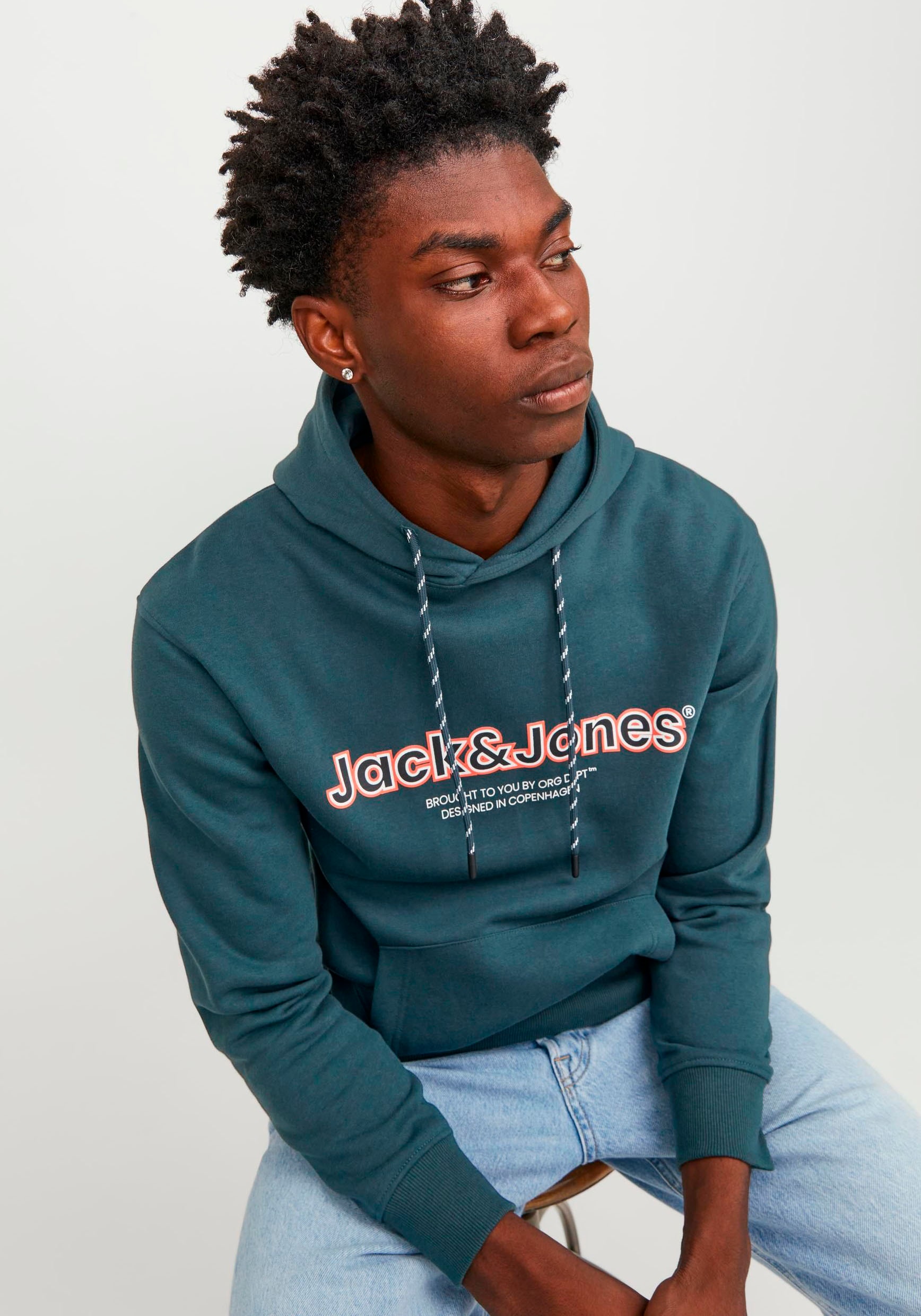 Jack & Jones Hoodie »JORLAKEWOOD SWEAT HOOD BF«, mit coolem Print