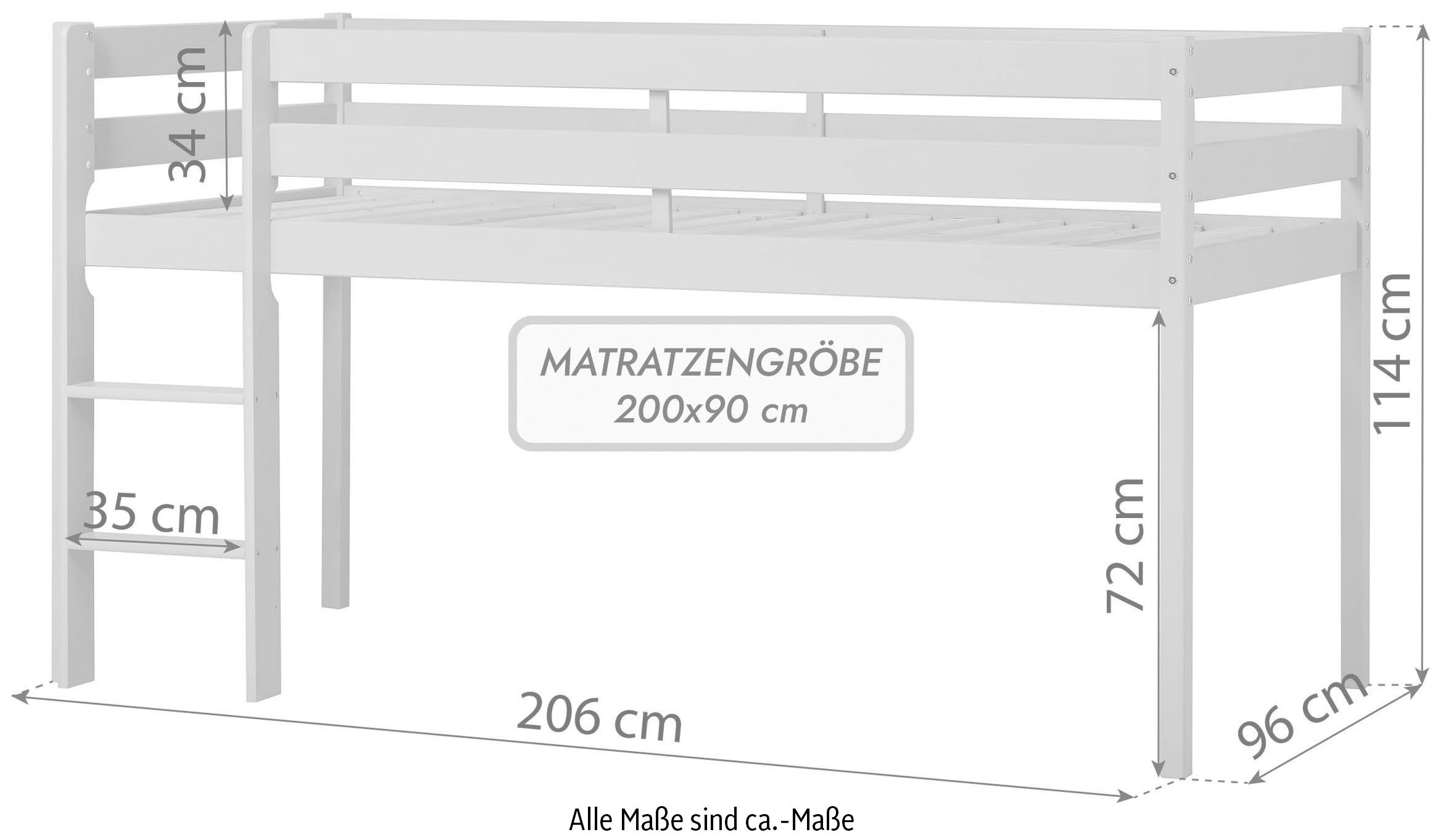 Hoppekids Spielbett »ECO COMFORT, Hochbett, in 2 Einzelbetten teilbar«, Höhe 72cm, Farbe & Größe & Matratze