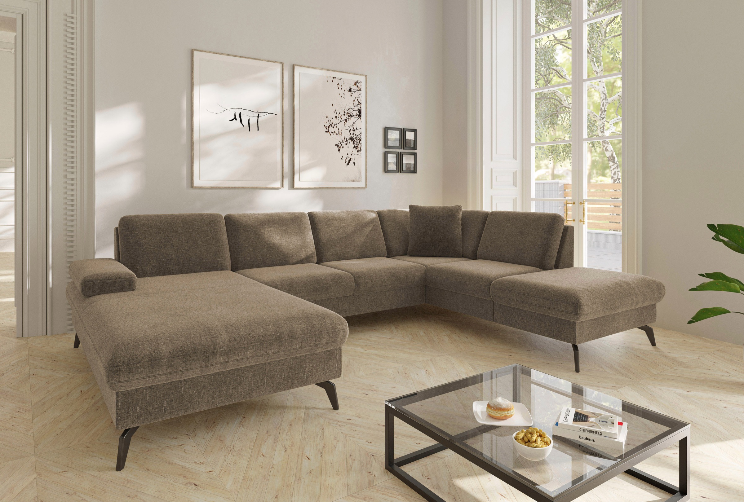 sit&more Wohnlandschaft »Morris Jubi U-Form«, inkl. Armteilfunktion und 1 Zierkissen, wahlweise mit Bettfunktion