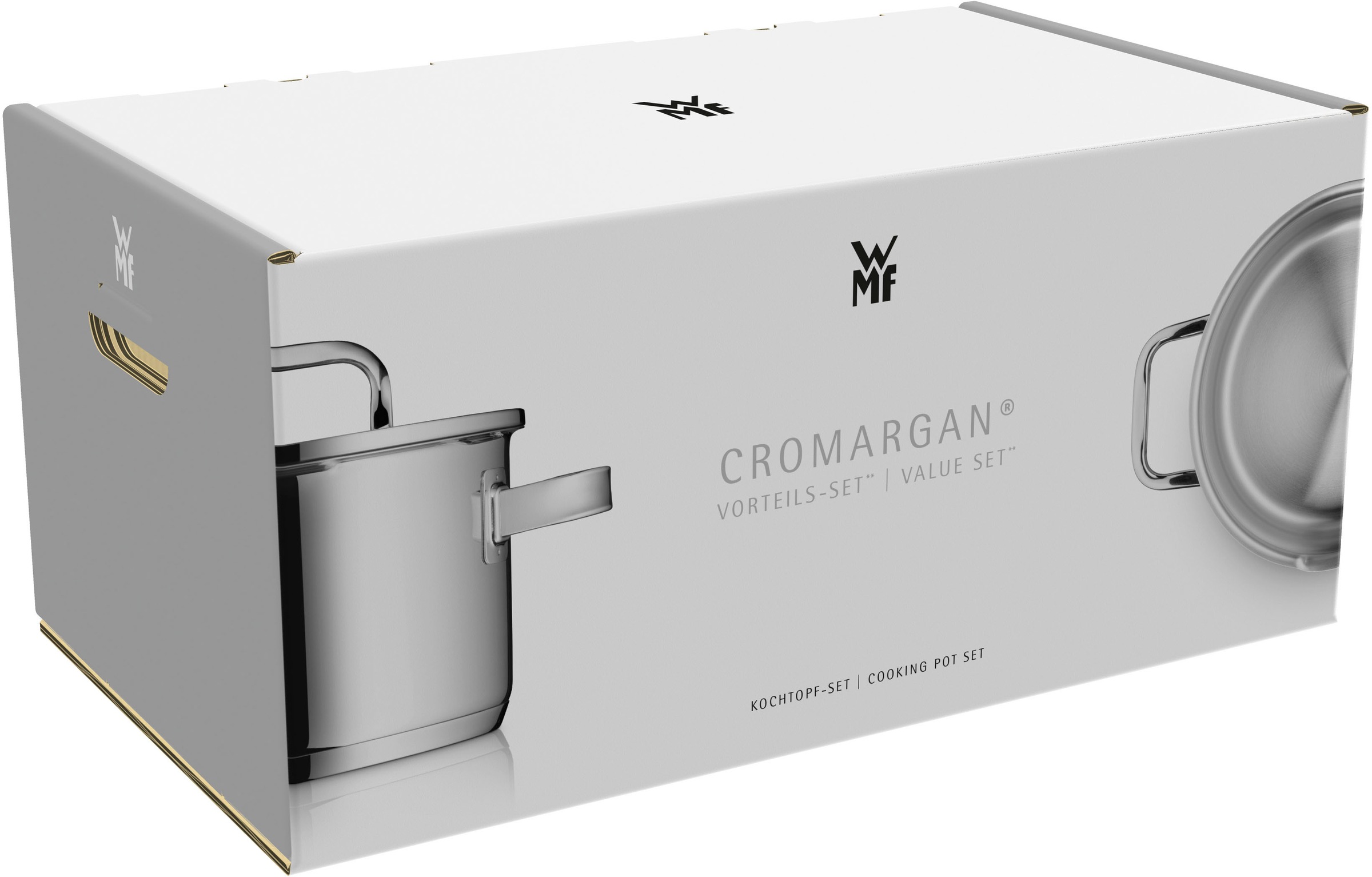 WMF Topf-Set »Gourmet Plus«, Cromargan® Edelstahl Rostfrei 18/10, (Set, 7 tlg.), Mattiert, Hohlgriffe, Innenskalierung, breiter Schüttrand