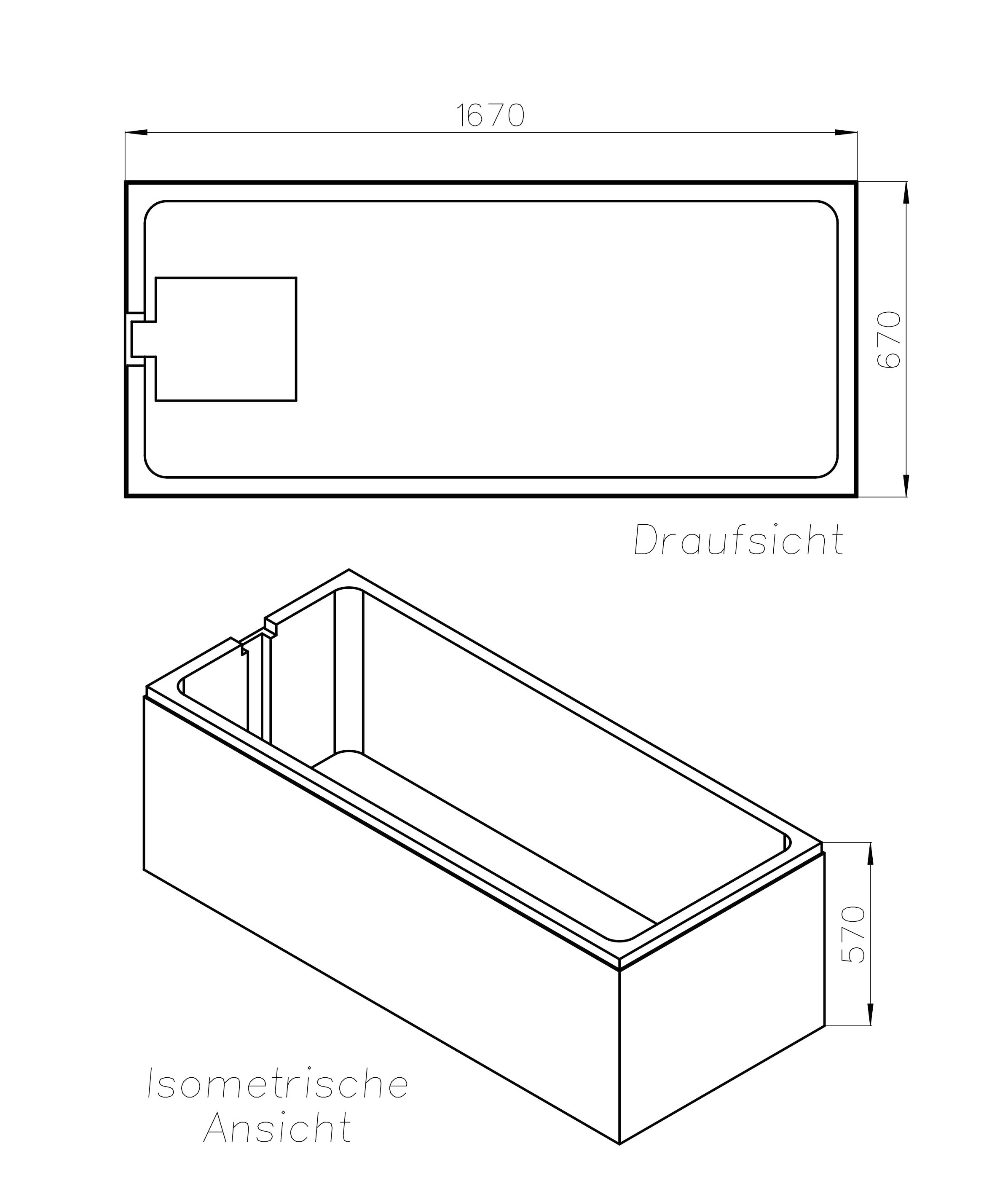 OTTOFOND Einbauwanne »Körperformwanne«, (Set, 4 tlg.), 170x70 cm, mit Wannenträger, Ablaufgarnitur und Fugendichtband