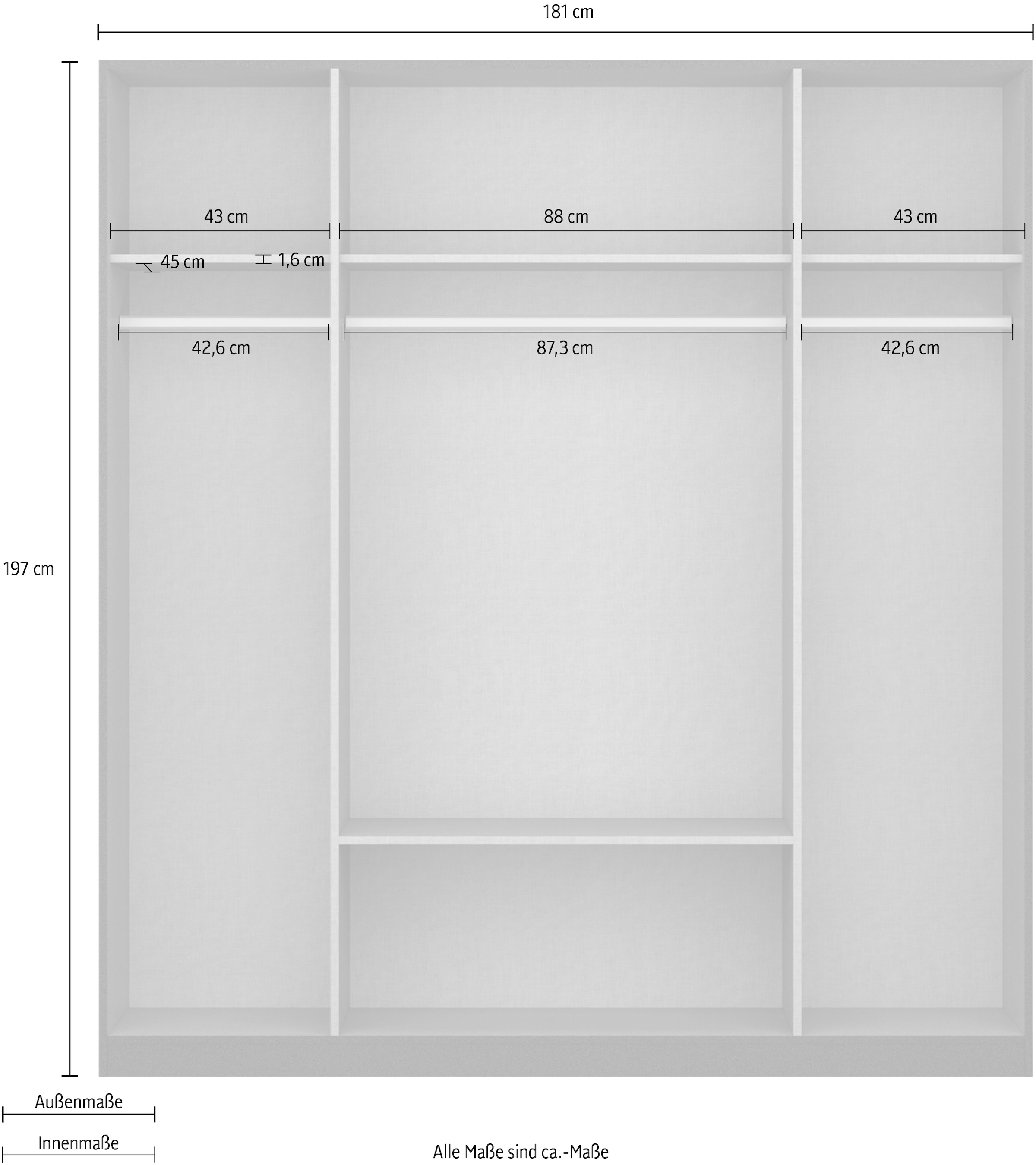 rauch Drehtürenschrank »StyleUp«, Typ Monochrome mit eleganten, langen Griffstangen in Schrankfarbe