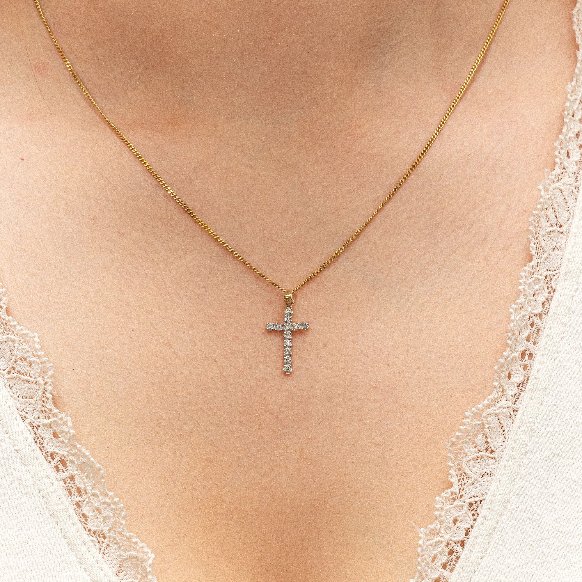 Diamonds by Ellen K. Kette mit Anhänger »Gold 585 Kreuz mit 12x Diamant zus. 0,12ct.«