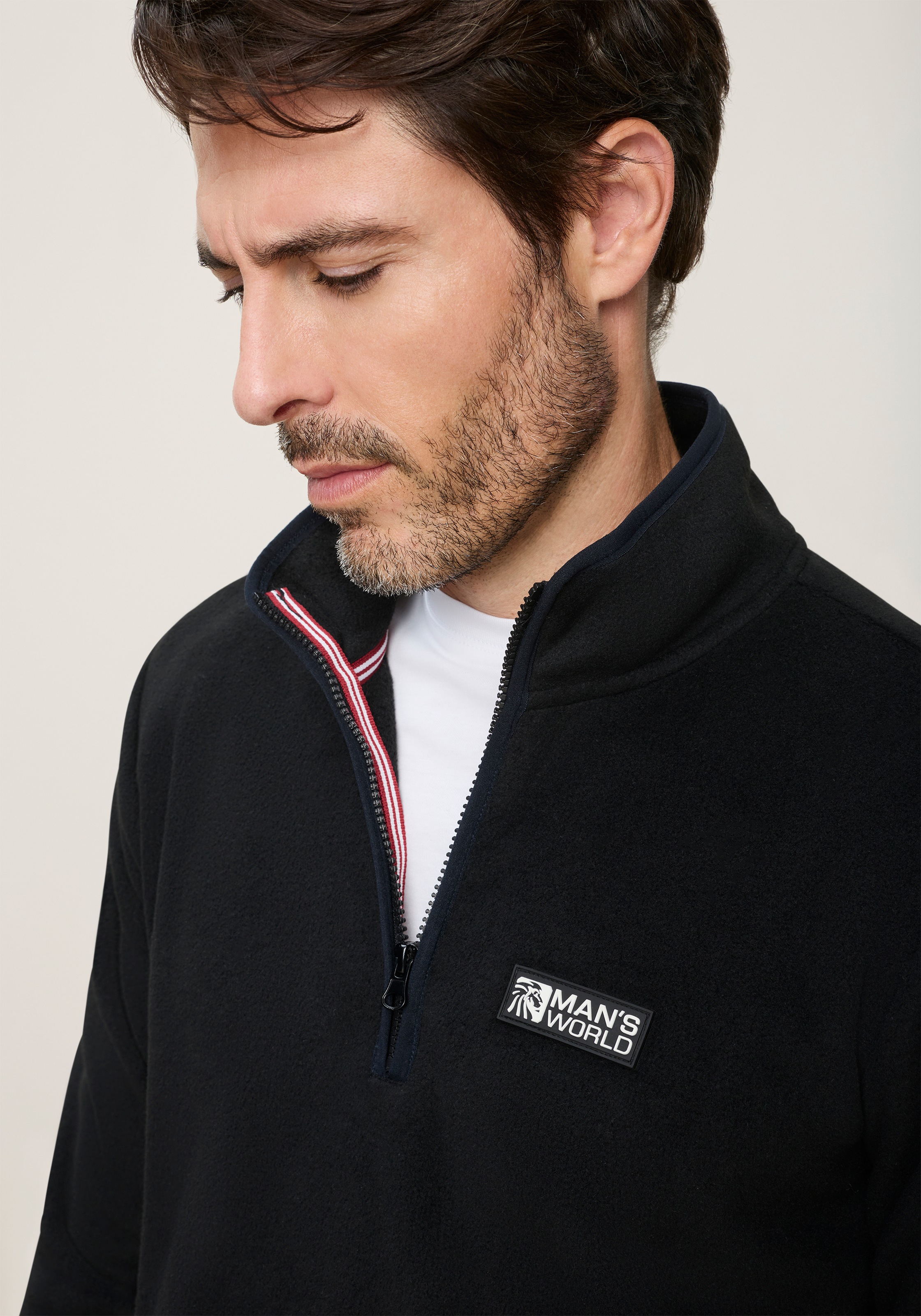Man's World Fleecepullover , mit hochschließendem Kragen und Reißverschluss, Langarm
