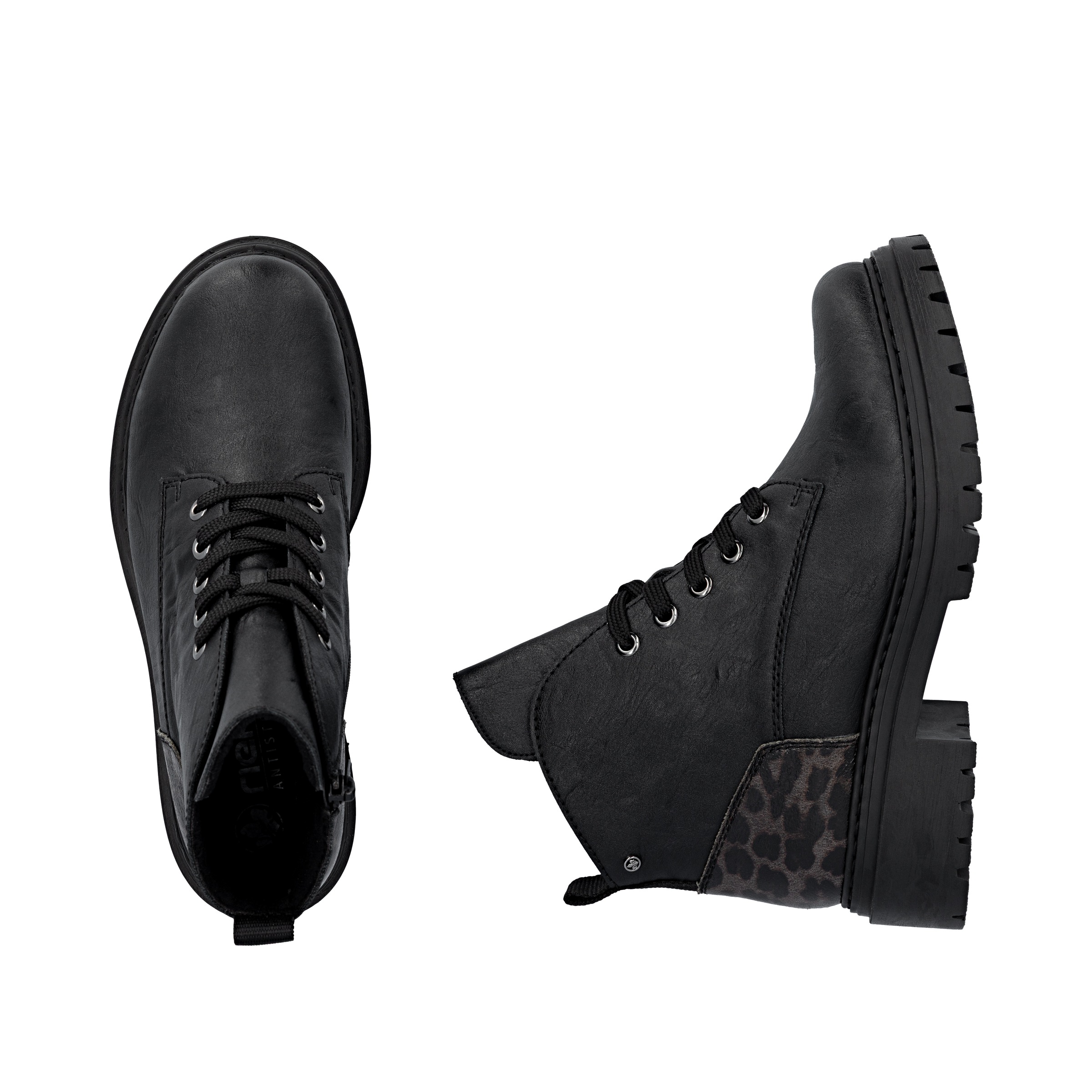 Rieker Schnürboots, Schnürstiefelette, Profilsohle, mit praktischem Innenreißverschluss