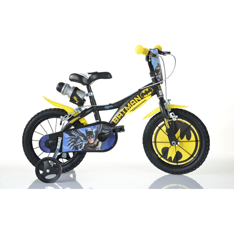 DINO Kinderfahrrad »Batman« 1 Gang mit Stützrädern, Trinkflasche und Frontschild schwarz
