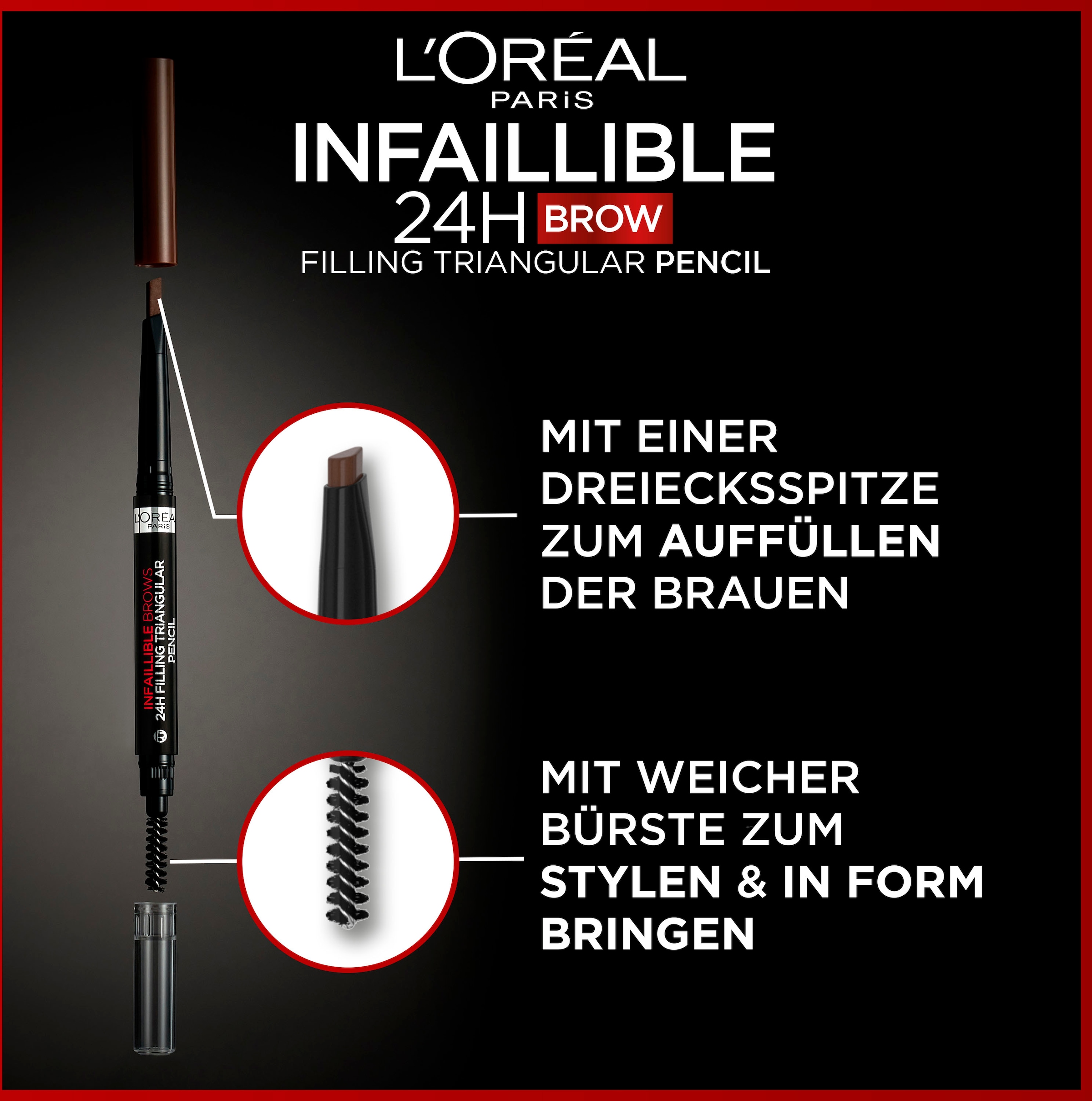 L'ORÉAL PARIS Augenbrauenpflege »Infaillible Brows 24h Pencil«, mit sanfter Dreiecksspitze