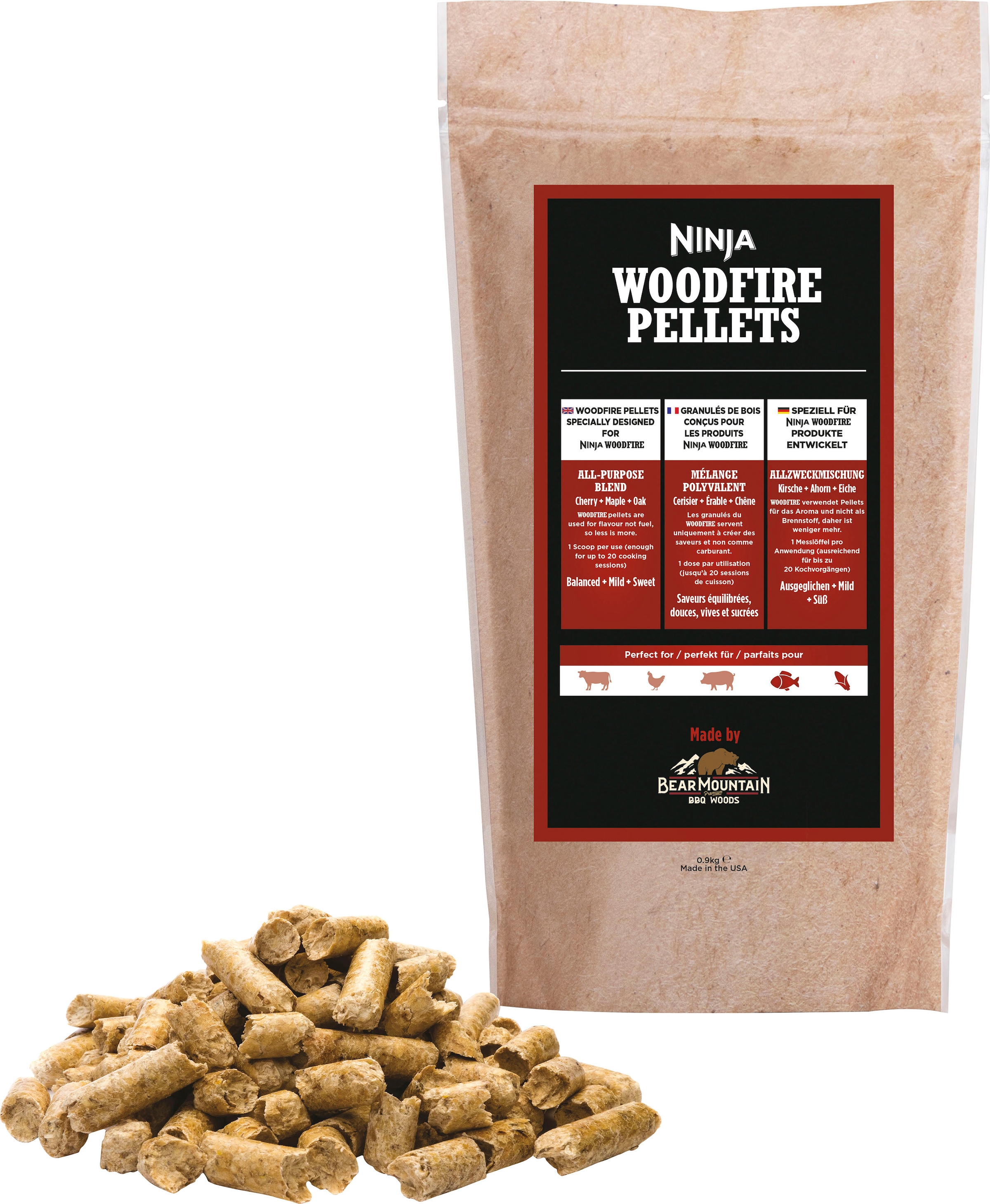 NINJA Holzpellets »Ninja Woodfire Pellets Allzweckmischung 900g XSKOGAPLT2EU«, (1 St.)