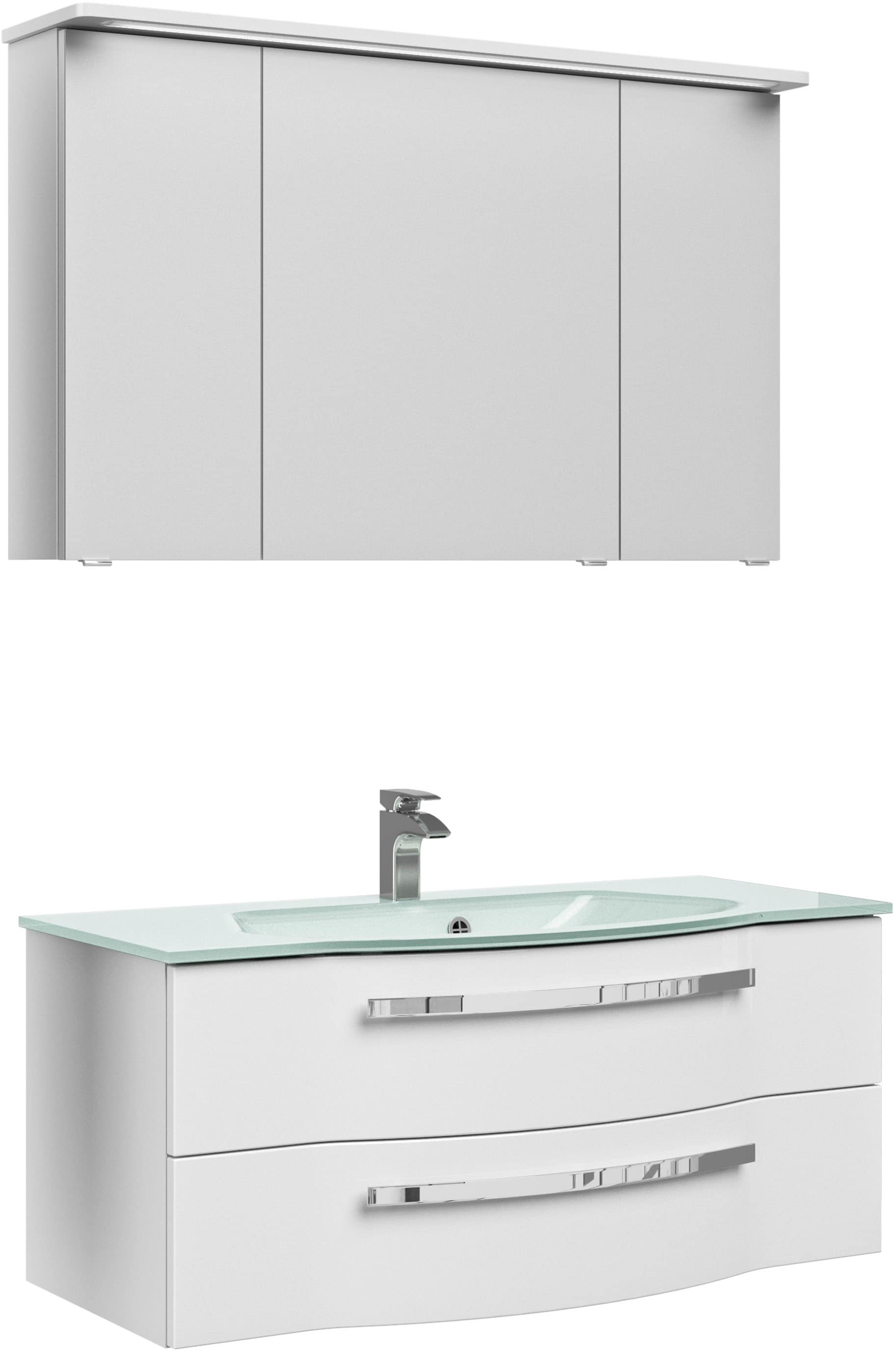 Saphir Badmöbel-Set »Serie 4005, vormontiert, Glaswaschbecken, Spiegelschra günstig online kaufen