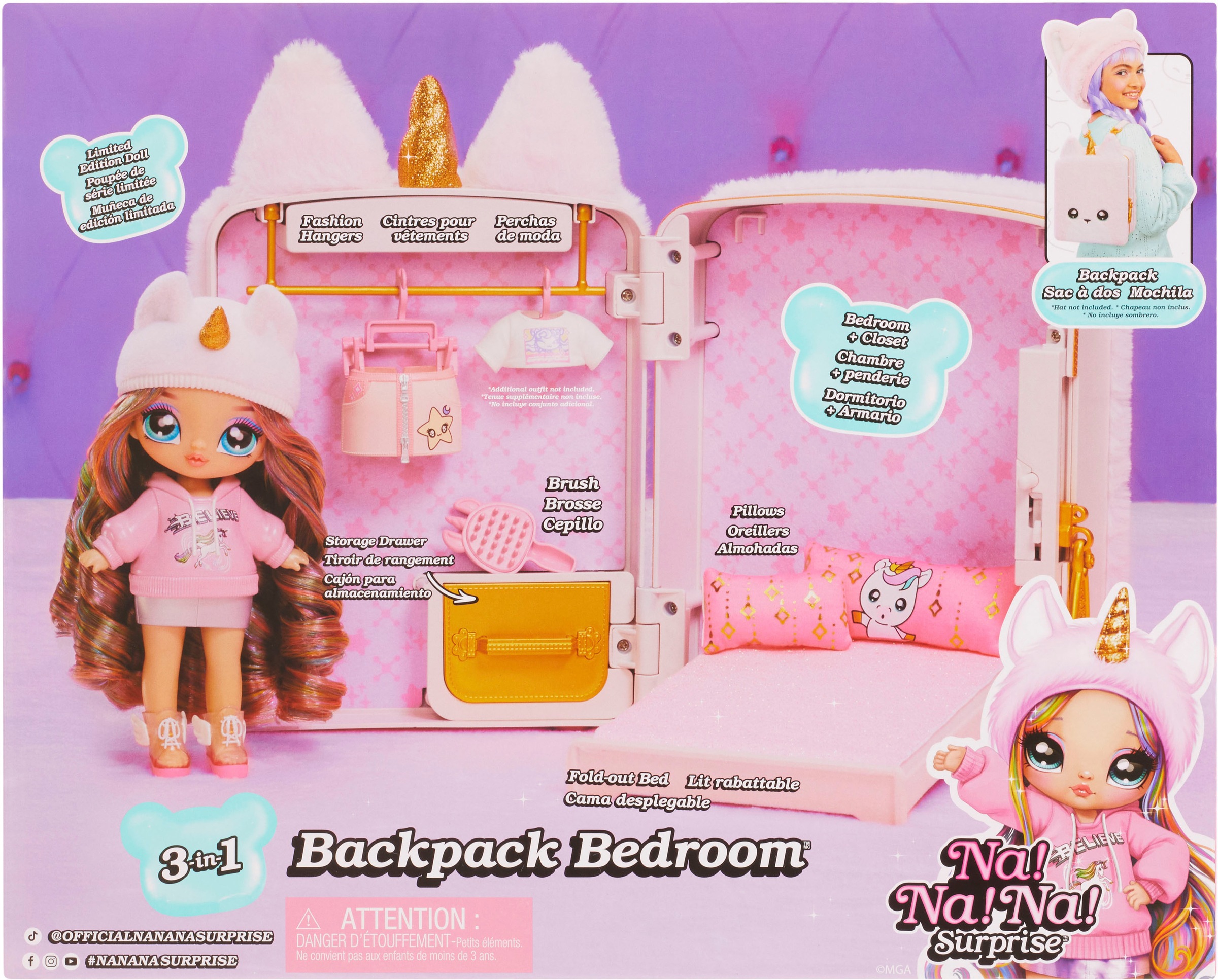 MGA ENTERTAINMENT Puppenmöbel »3in1 Backpack Bedroom Unicorn Playset- Britney Sparkles«, Na! Na! Na! Surprise