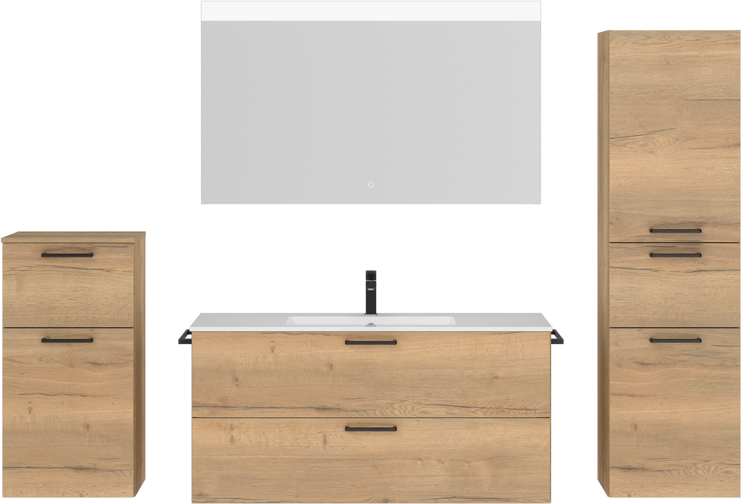 nobilia® Badmöbel-Set »Tolvina«, (4 St., vormontiert, mit Soft-Close), Hoch günstig online kaufen