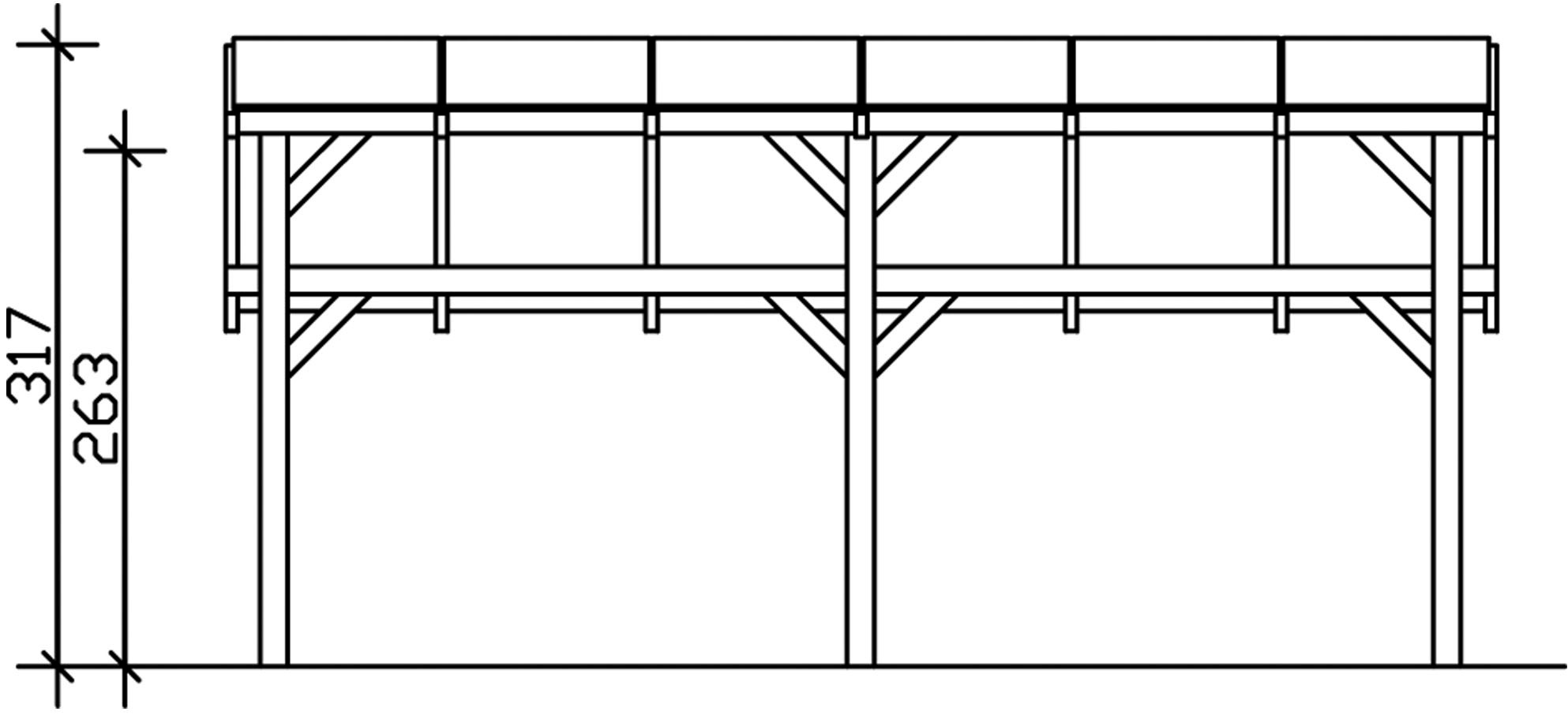 Skanholz Doppelcarport »Schwaben«, Leimholz-Fichte, 285 cm, Schiefergrau, 648x630cm